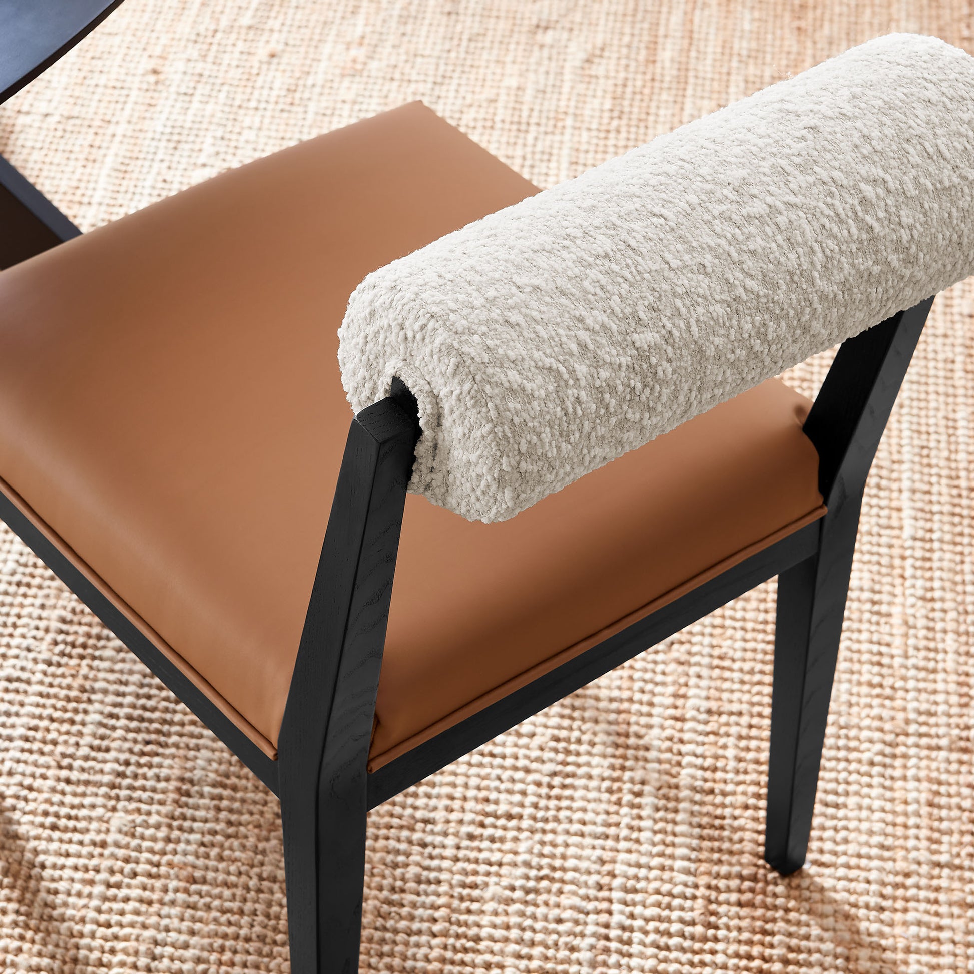 Kai Boucle and Vegan Leather Dining Chair Set of 2