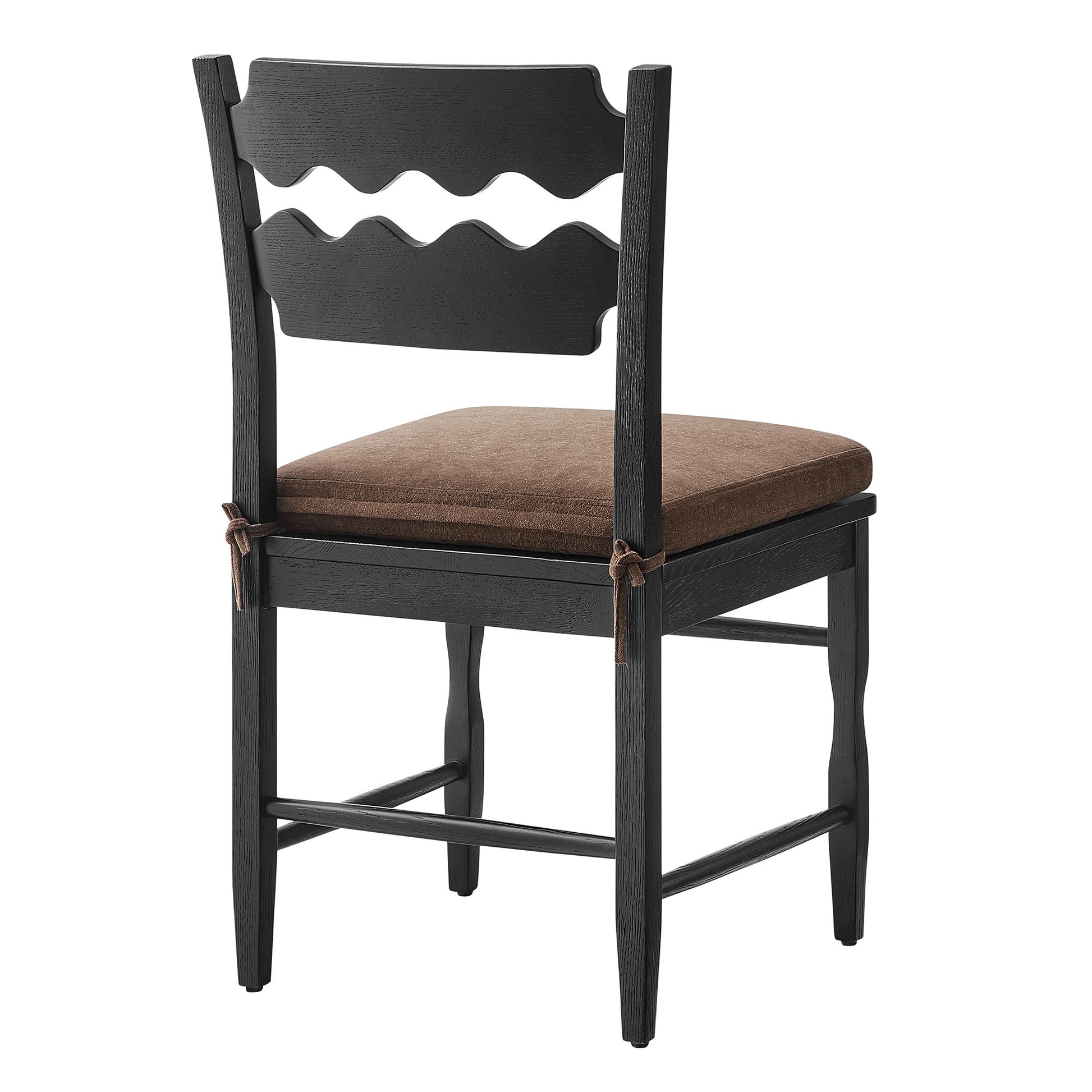 Jax Oak Wood Dining Chair With Wavy Razor Back and Cushion Set of 2 by Modway