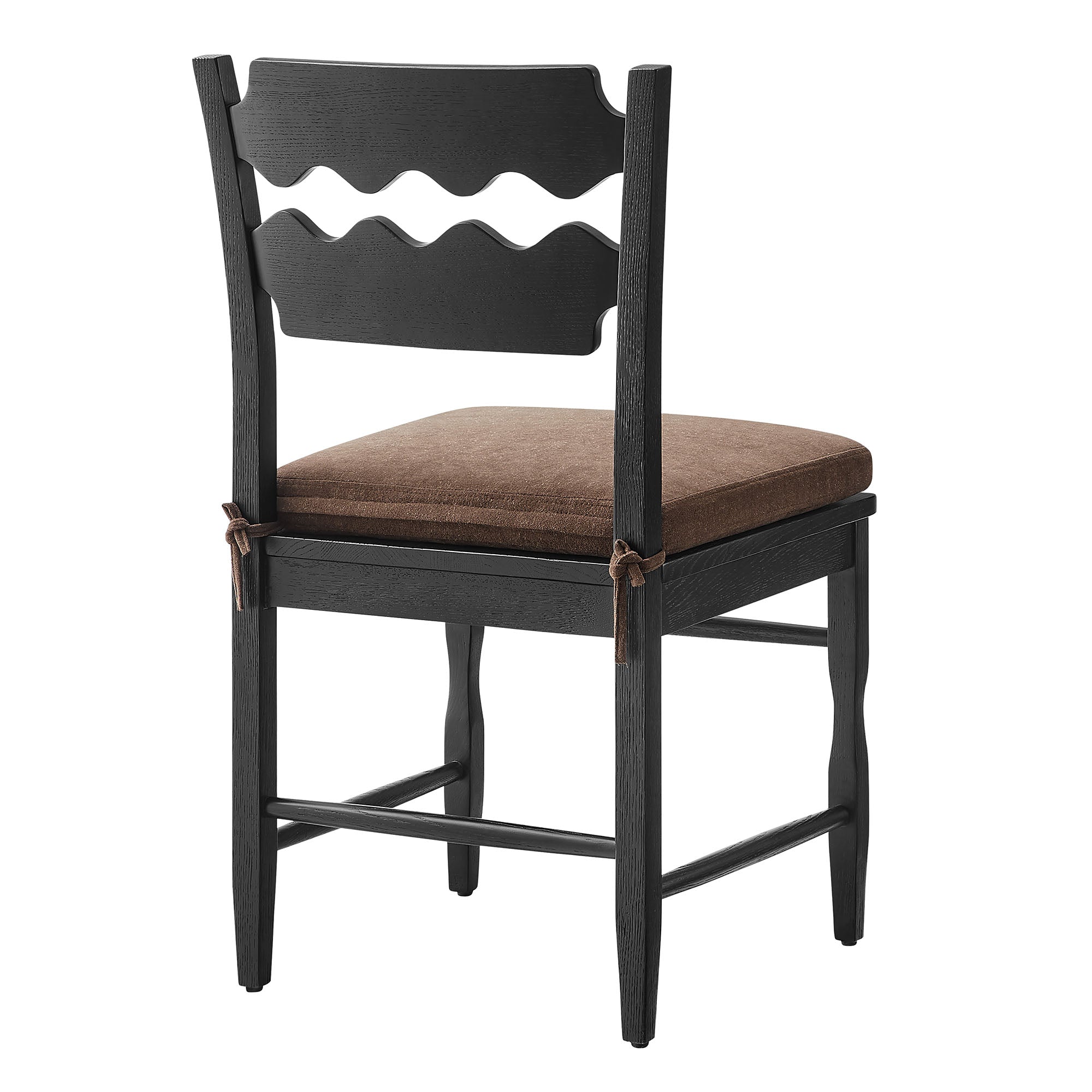 Jax Oak Wood Dining Chair With Wavy Razor Back and Cushion Set of 2 by Modway