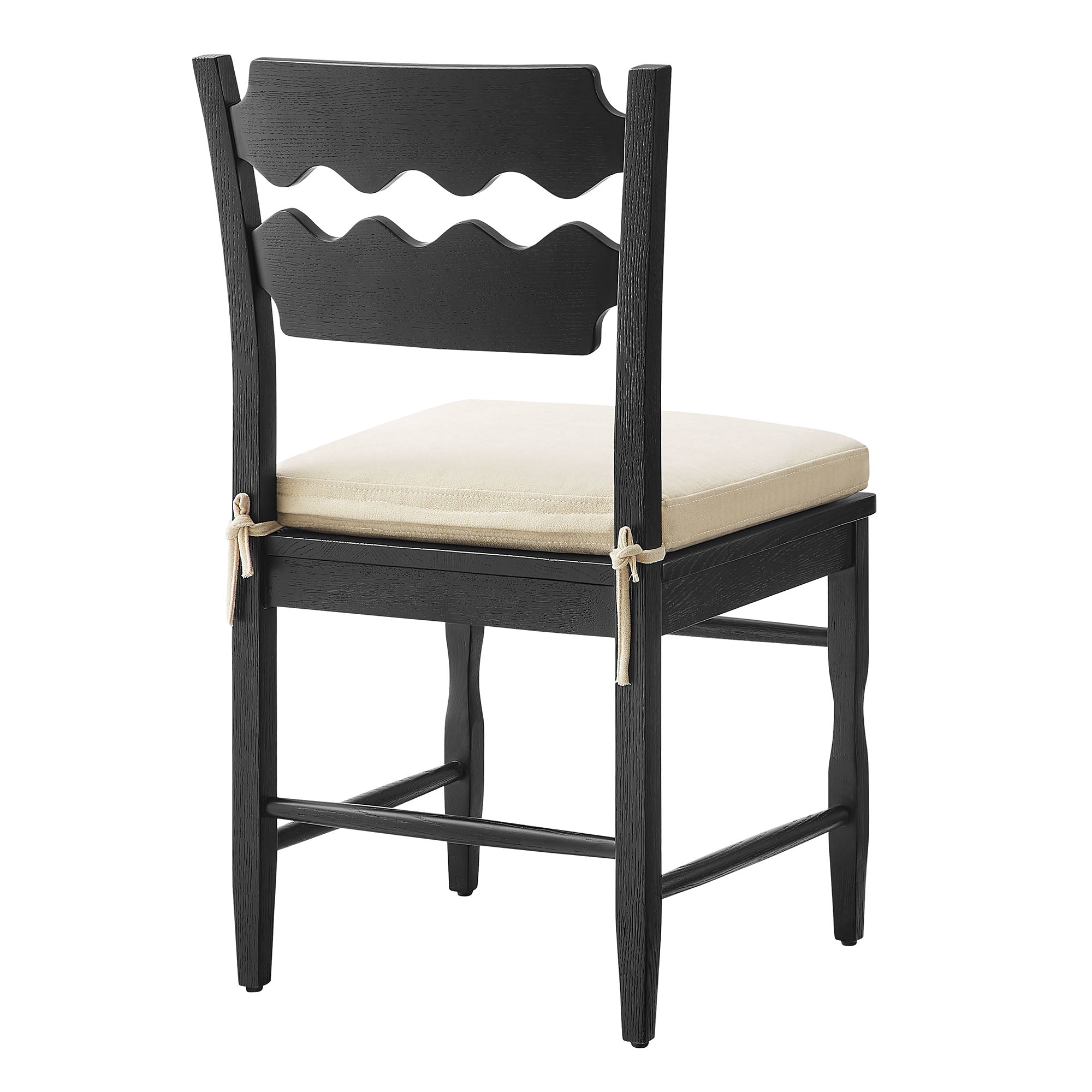 Jax Oak Wood Dining Chair With Wavy Razor Back and Cushion Set of 2 by Modway