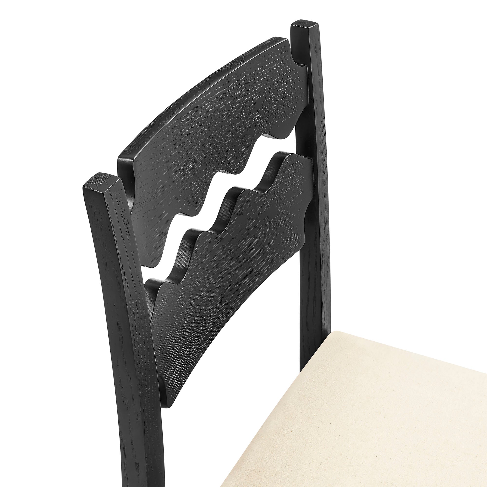 Jax Oak Wood Dining Chair With Wavy Razor Back and Cushion Set of 2 by Modway
