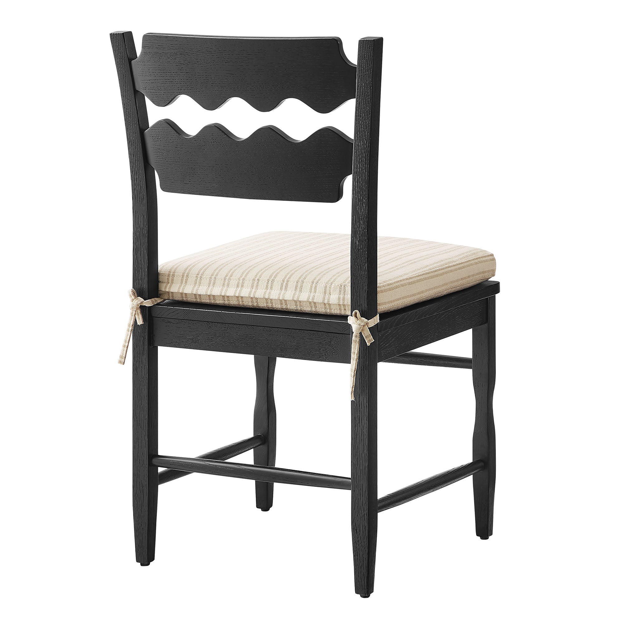 Jax Oak Wood Dining Chair With Wavy Razor Back and Cushion Set of 2 by Modway