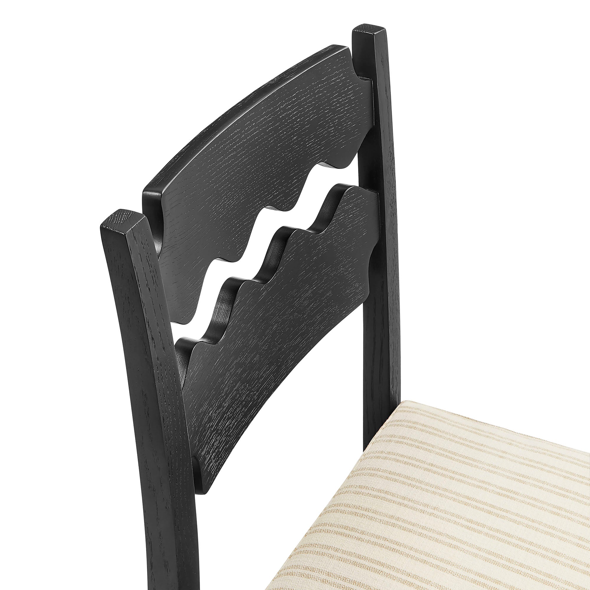 Jax Oak Wood Dining Chair With Wavy Razor Back and Cushion Set of 2 by Modway