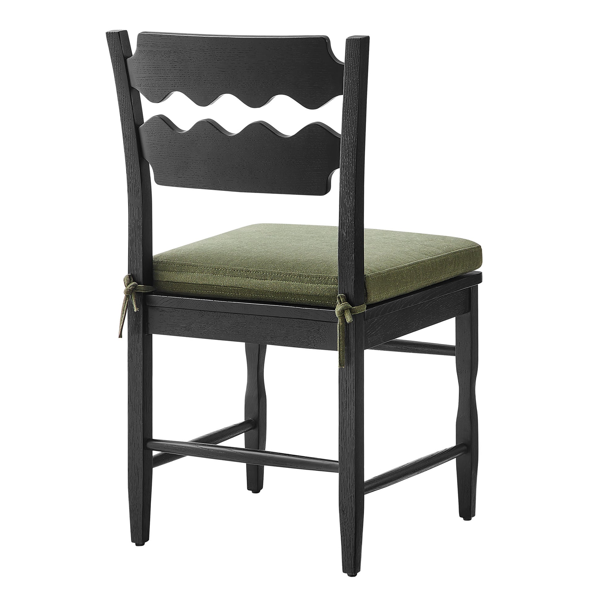 Jax Oak Wood Dining Chair With Wavy Razor Back and Cushion Set of 2 by Modway