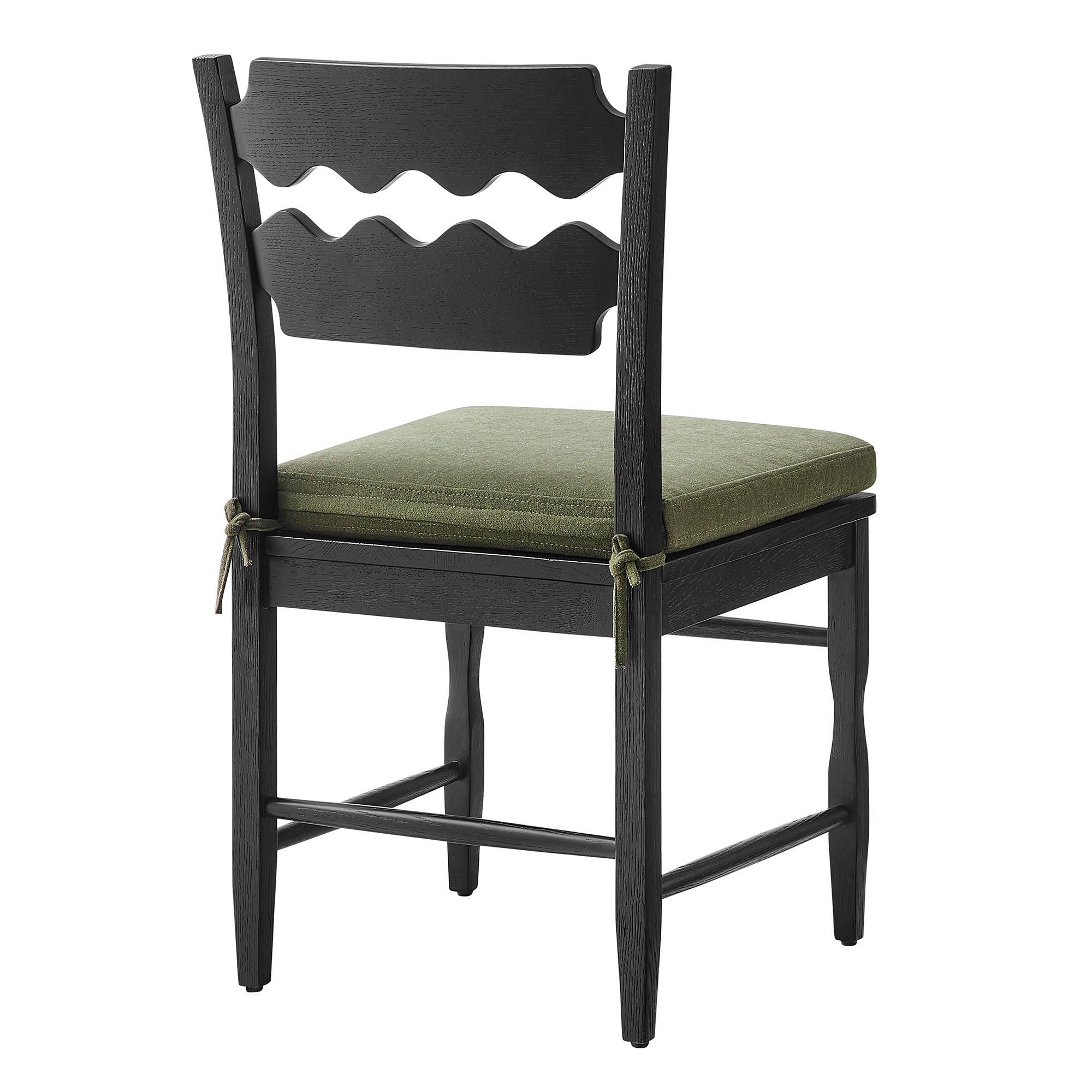 Jax Oak Wood Dining Chair With Wavy Razor Back and Cushion Set of 2 by Modway