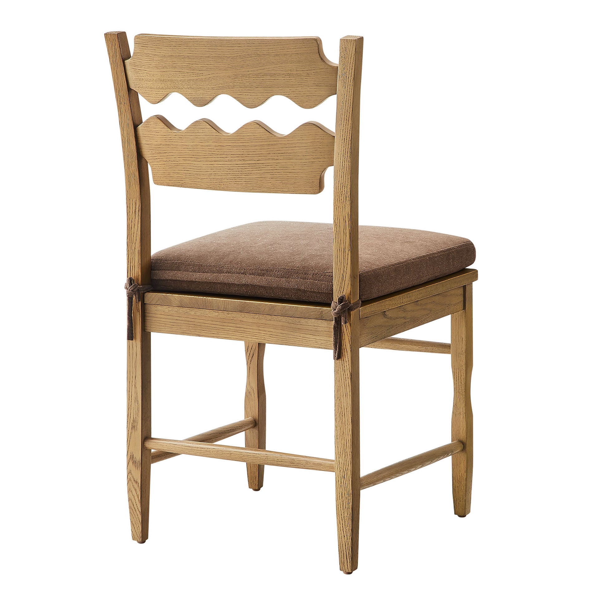 Jax Oak Wood Dining Chair With Wavy Razor Back and Cushion Set of 2 by Modway