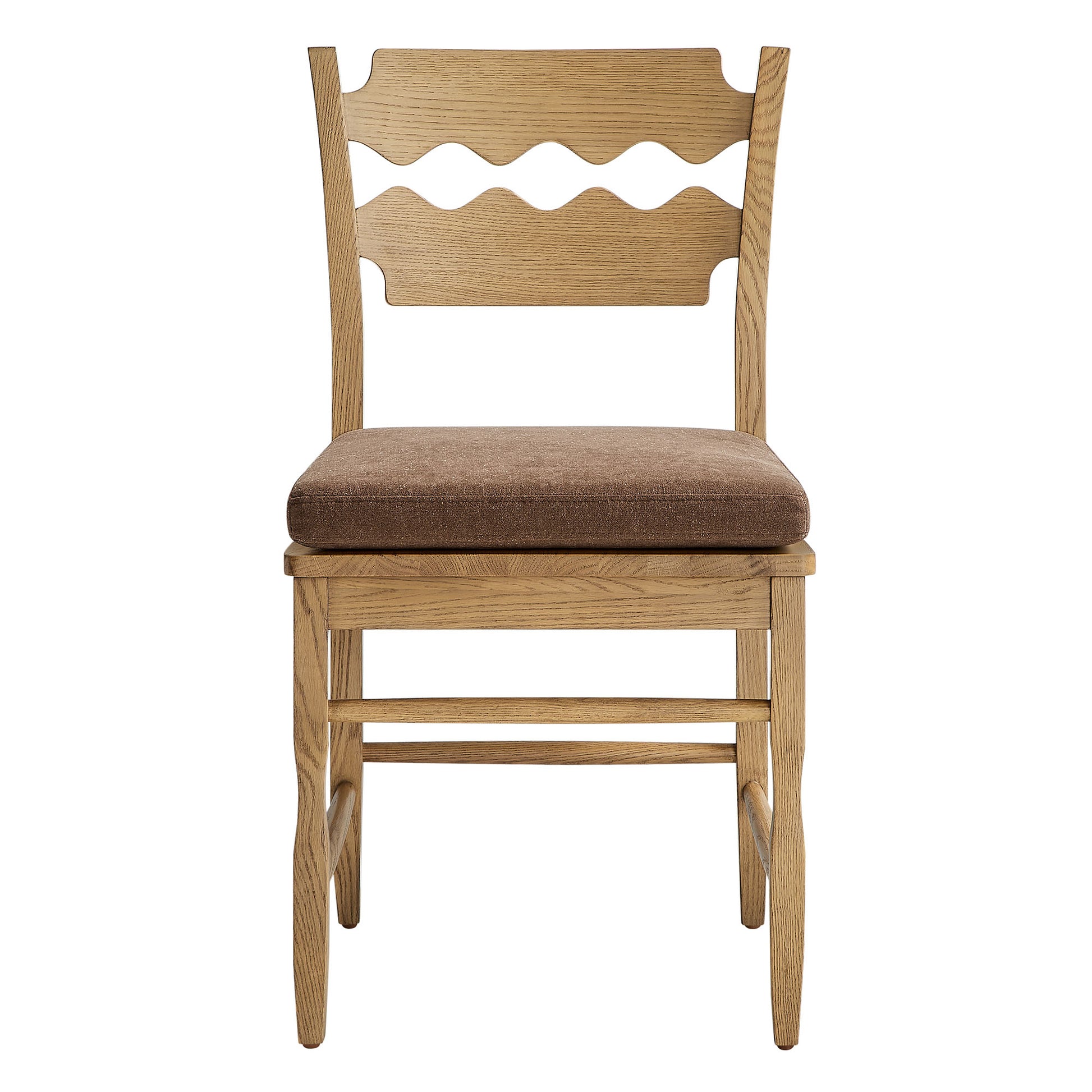 Jax Oak Wood Dining Chair With Wavy Razor Back and Cushion Set of 2 by Modway