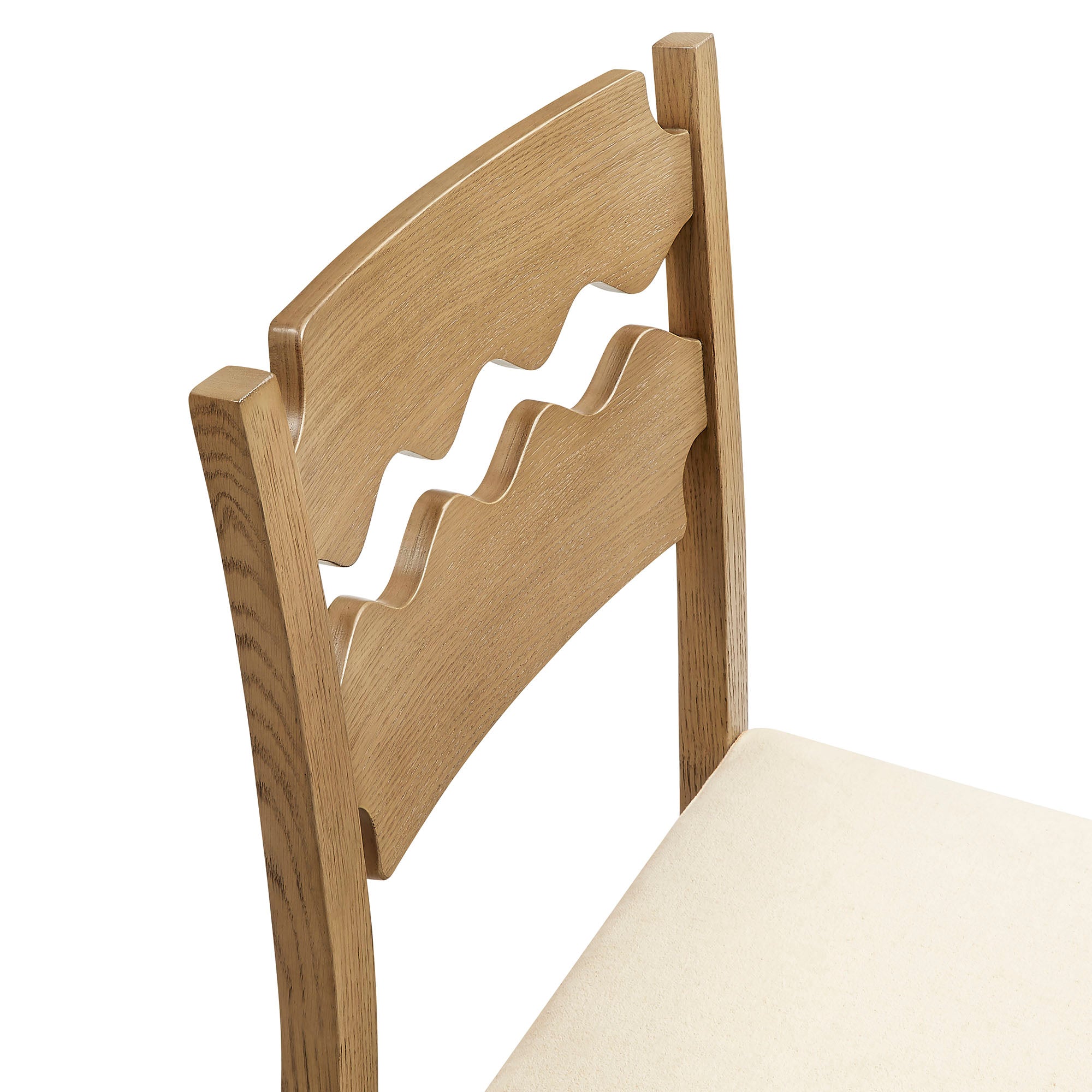 Jax Oak Wood Dining Chair With Wavy Razor Back and Cushion Set of 2 by Modway