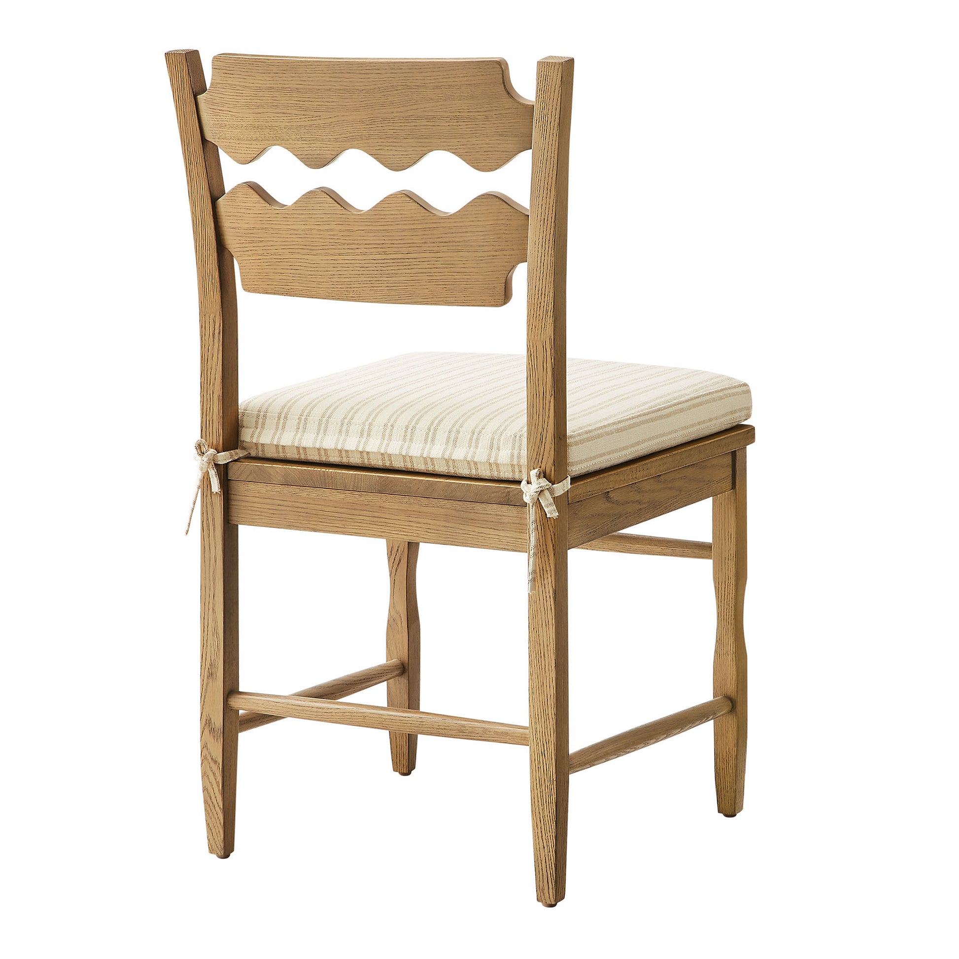 Jax Oak Wood Dining Chair With Wavy Razor Back and Cushion Set of 2 by Modway