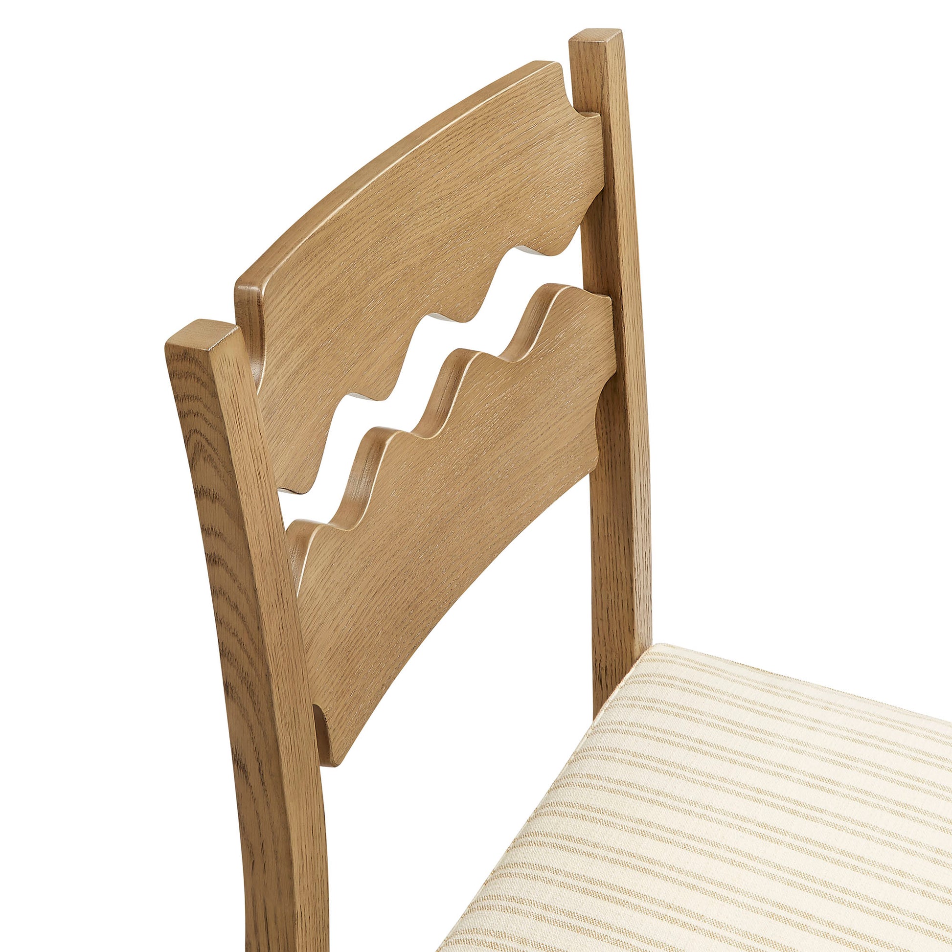 Jax Oak Wood Dining Chair With Wavy Razor Back and Cushion Set of 2 by Modway