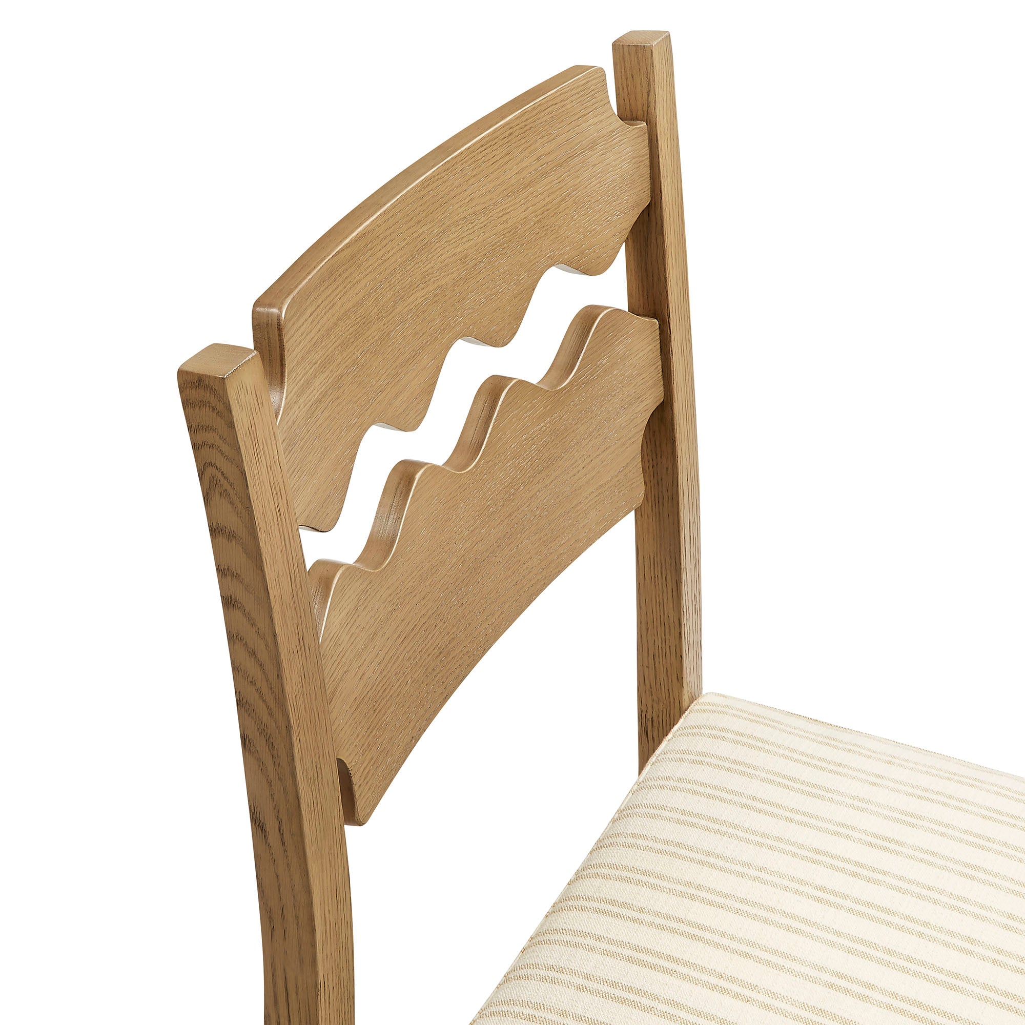 Jax Oak Wood Dining Chair With Wavy Razor Back and Cushion Set of 2 by Modway