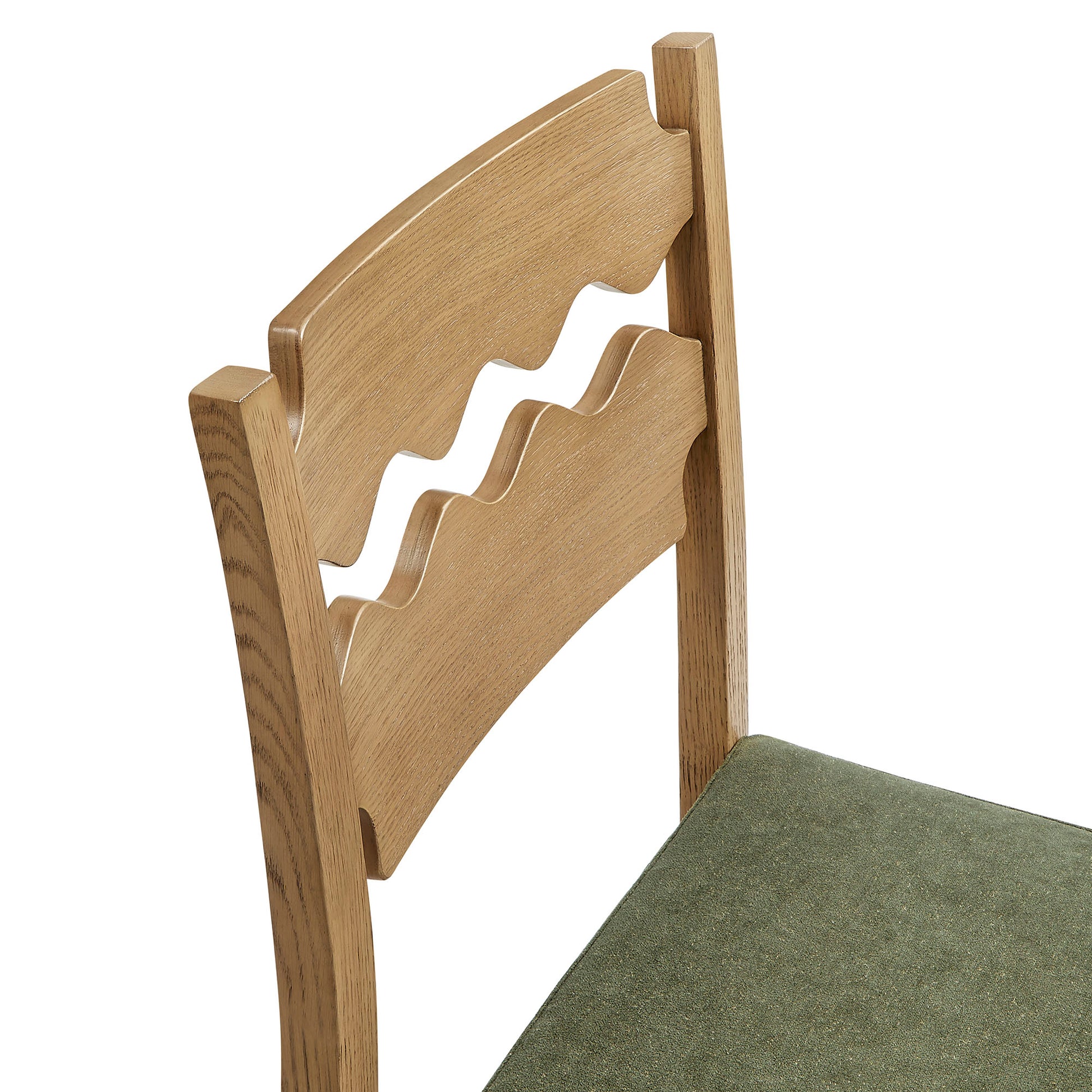Jax Oak Wood Dining Chair With Wavy Razor Back and Cushion Set of 2 by Modway