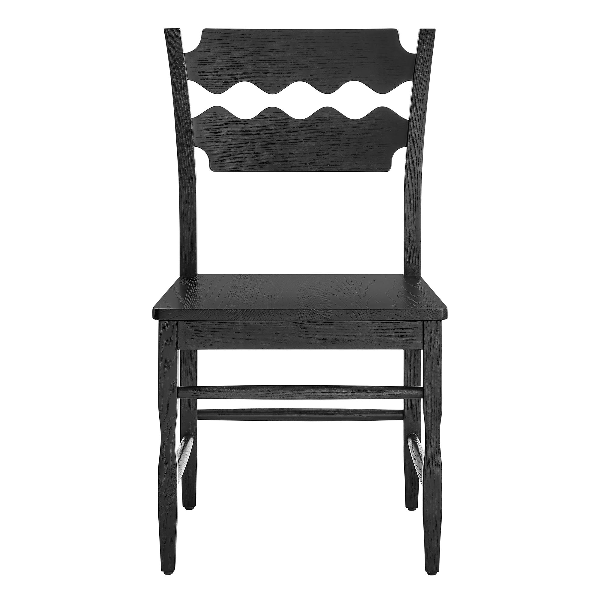 Jax Oak Wood Dining Chair With Wavy Razor Back Set of 2 by Modway