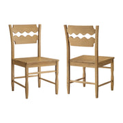 Jax Oak Wood Dining Chair With Wavy Razor Back Set of 2 by Modway