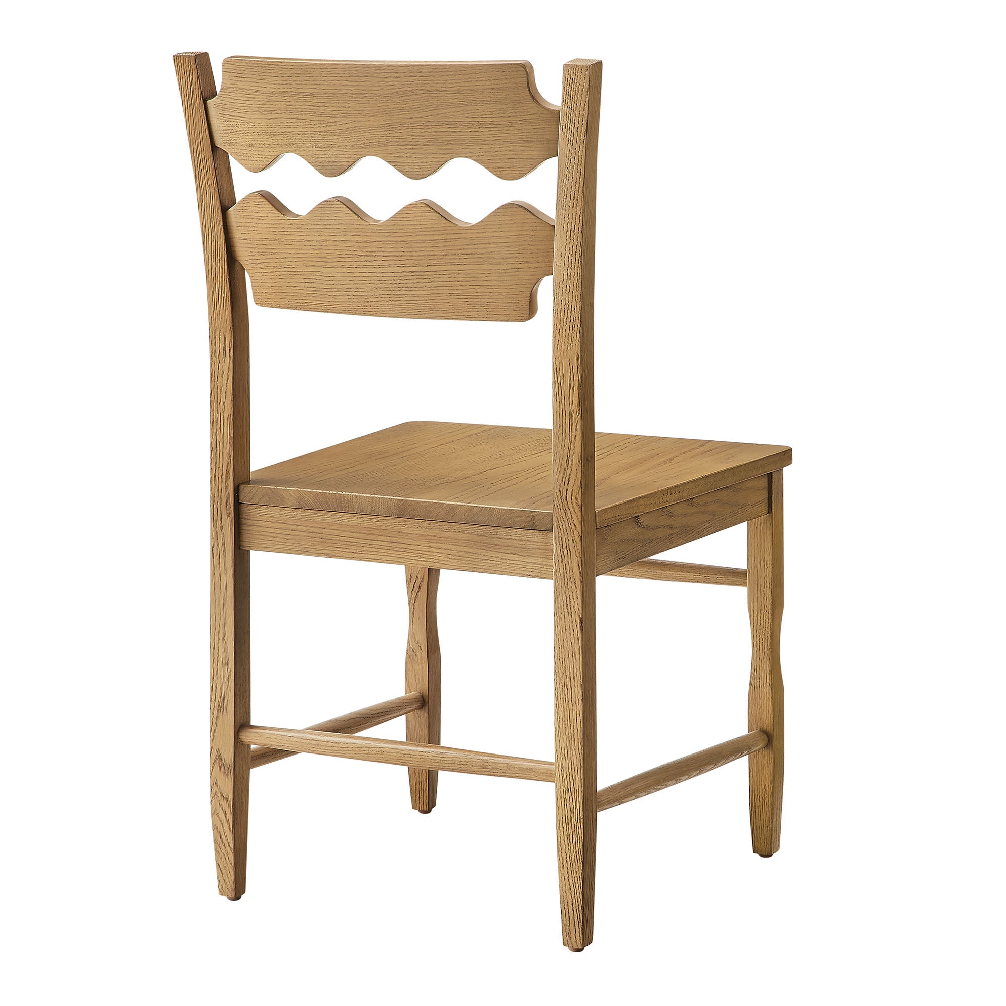Jax Oak Wood Dining Chair With Wavy Razor Back Set of 2 by Modway