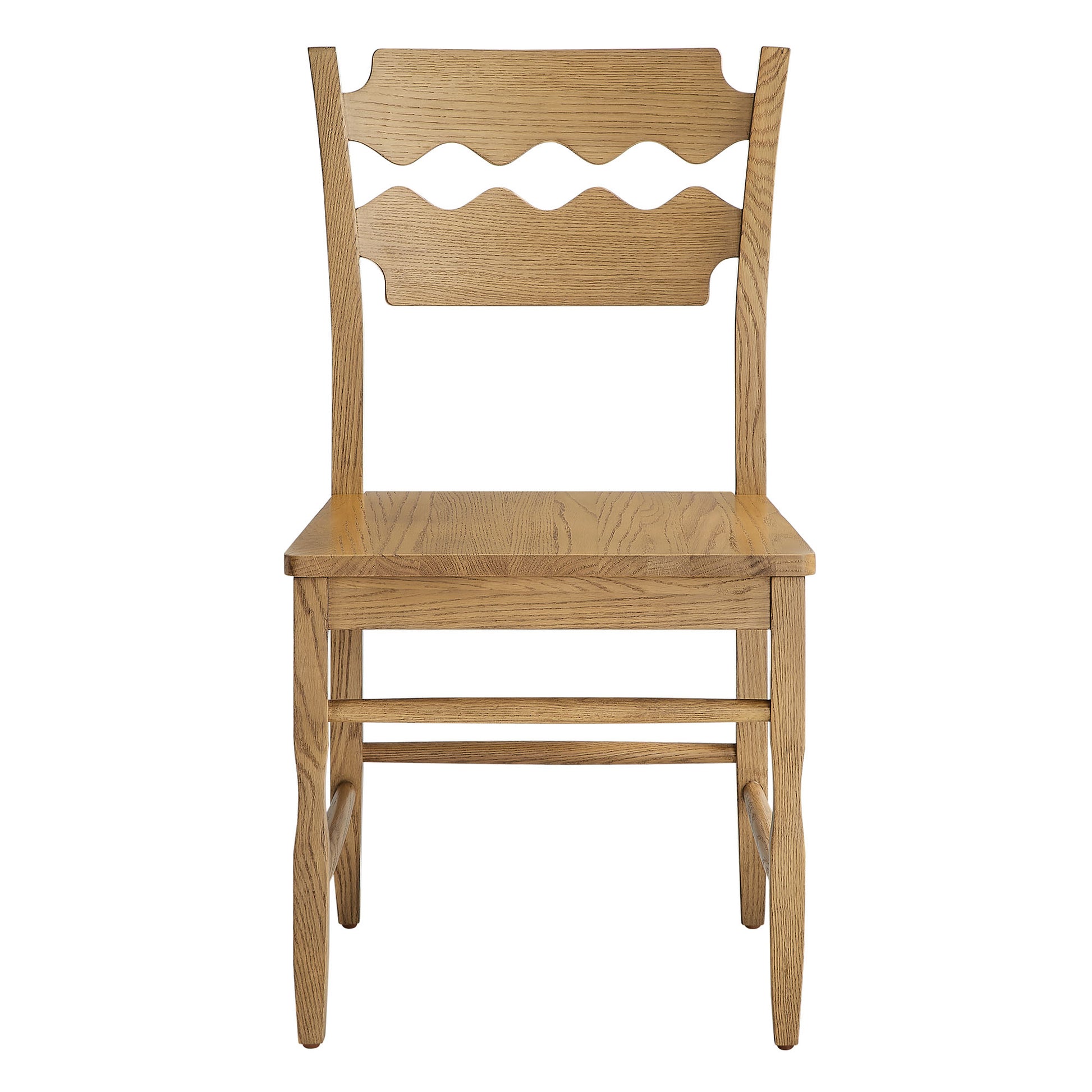 Jax Oak Wood Dining Chair With Wavy Razor Back Set of 2 by Modway