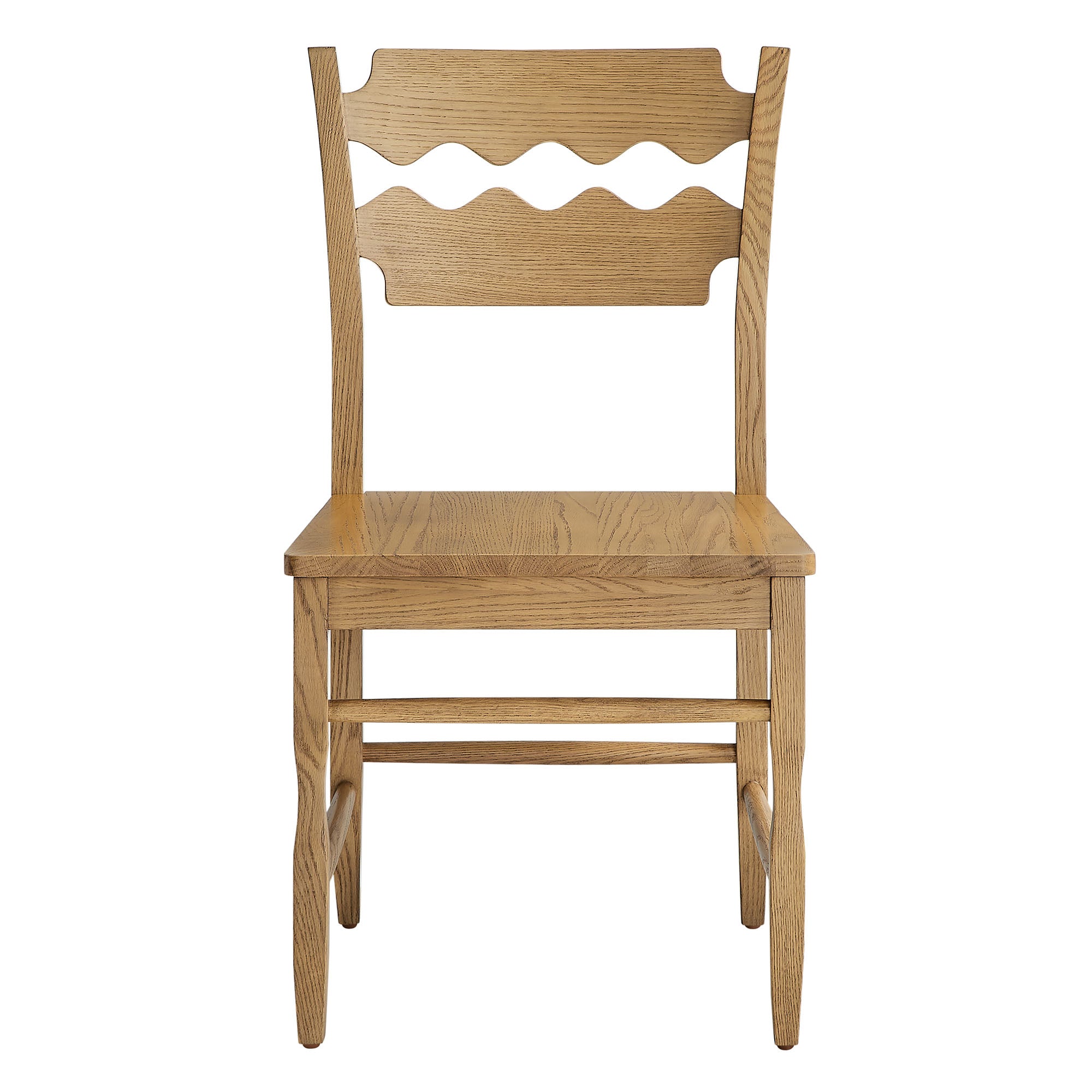 Jax Oak Wood Dining Chair With Wavy Razor Back Set of 2 by Modway