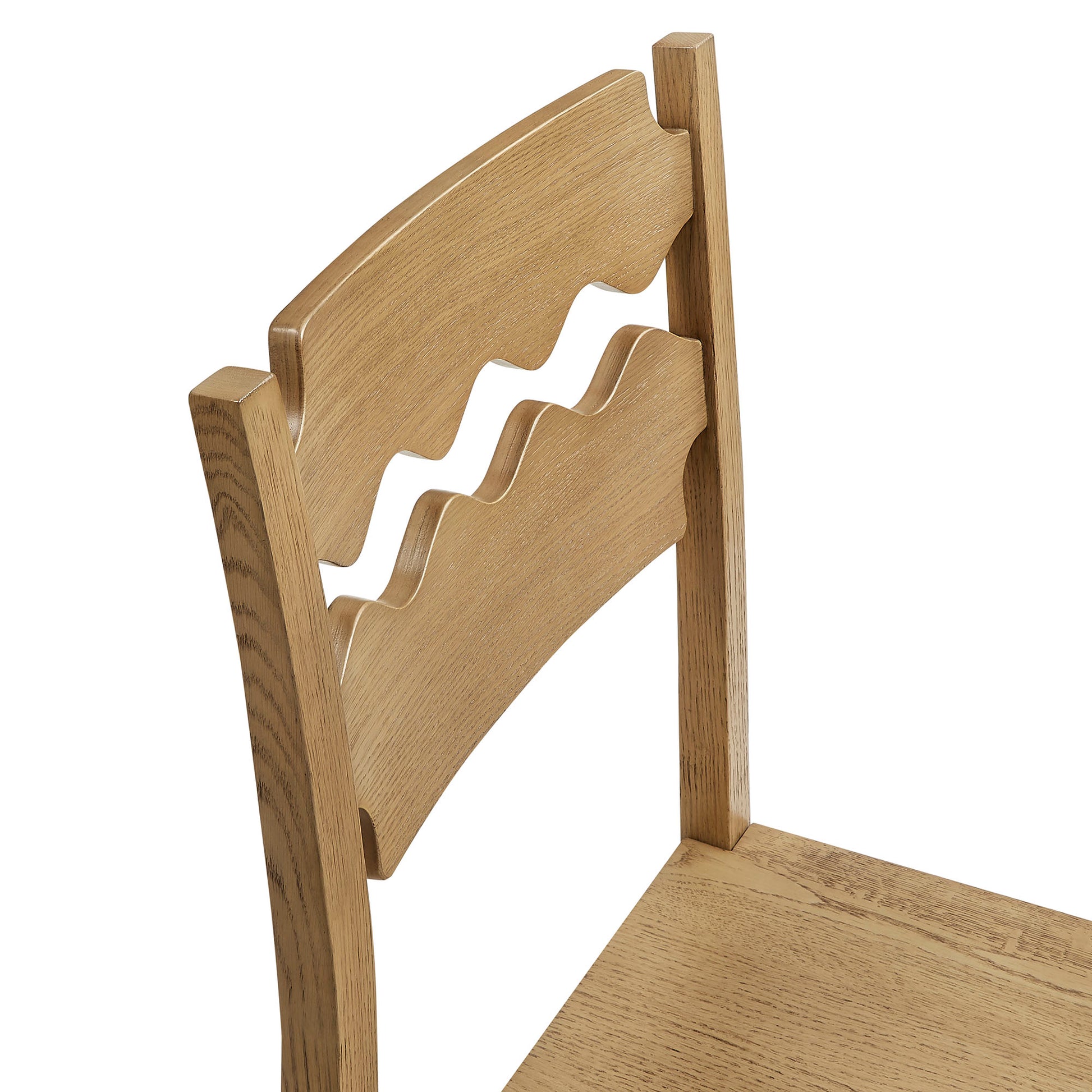 Jax Oak Wood Dining Chair With Wavy Razor Back Set of 2 by Modway
