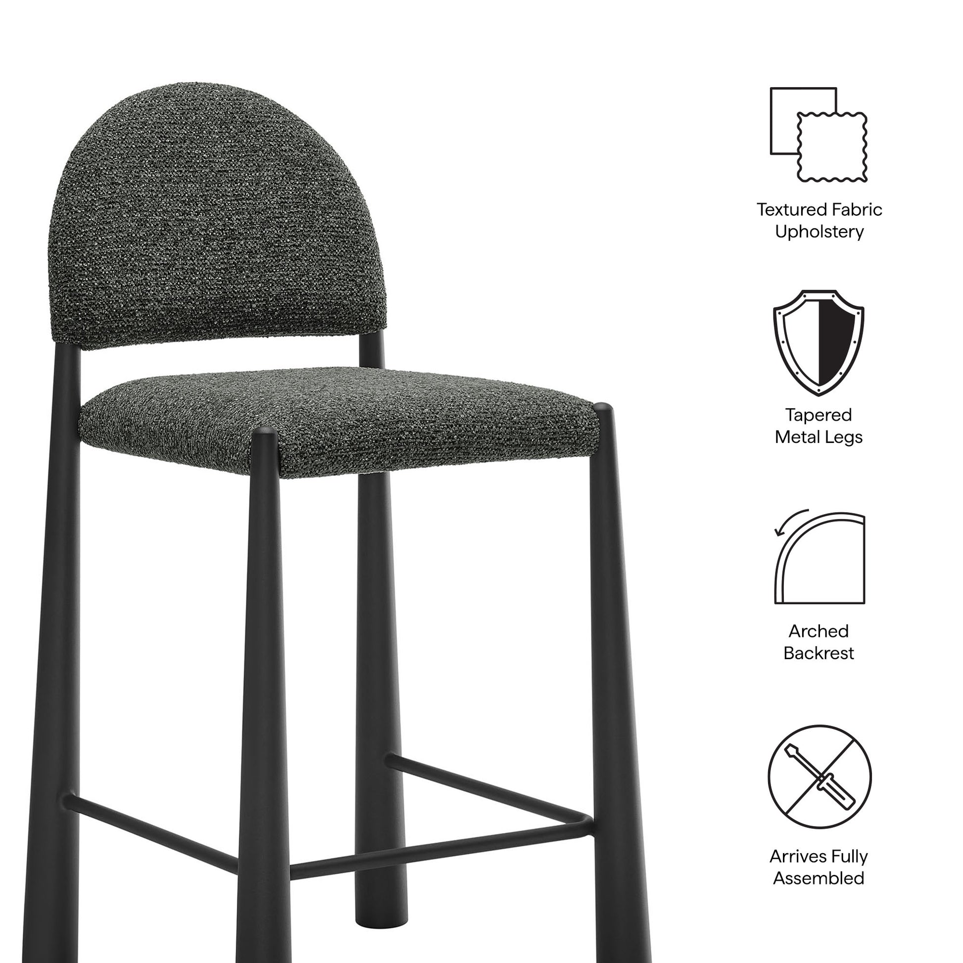 Hayley Upholstered Fabric Counter Stools Set of 2 - Black Camel