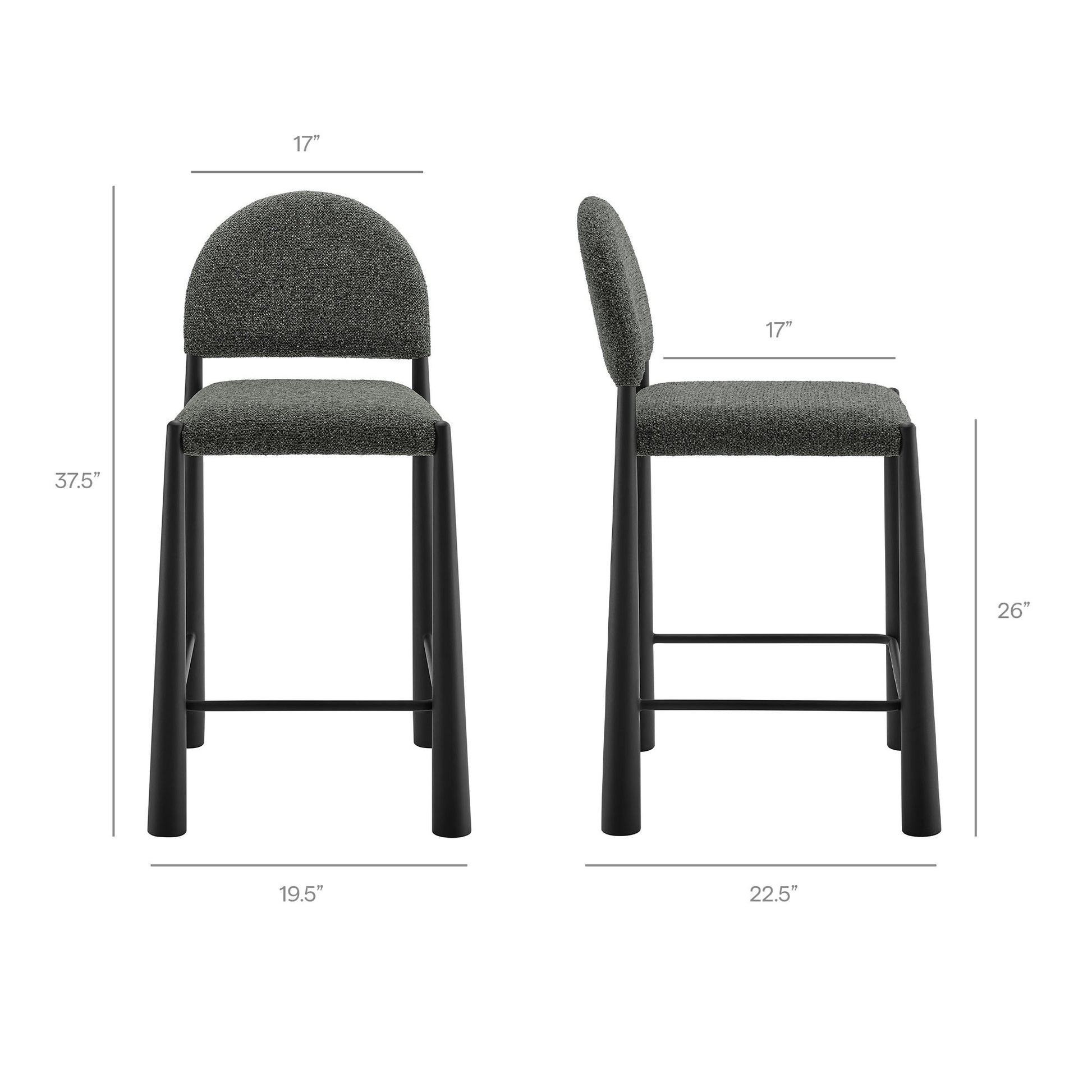 Hayley Upholstered Fabric Counter Stools Set of 2 - Black Leaf