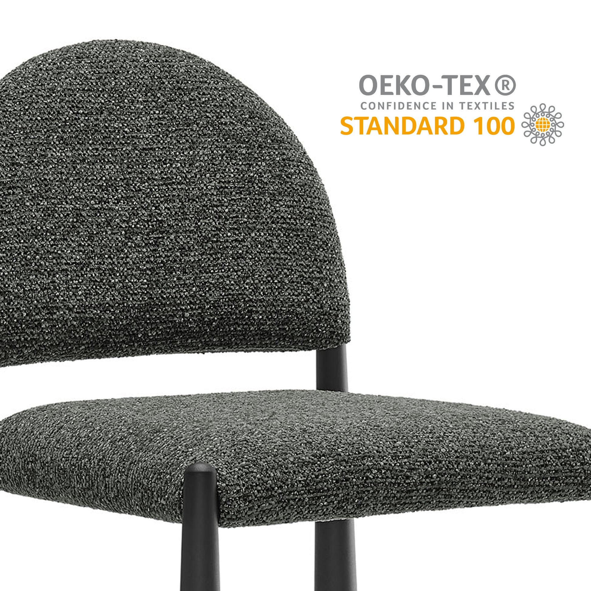 Hayley Upholstered Fabric Counter Stools Set of 2 - Black Cream