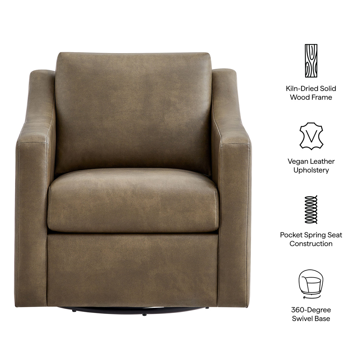 Liora Vegan Leather Swivel Armchair - Mushroom