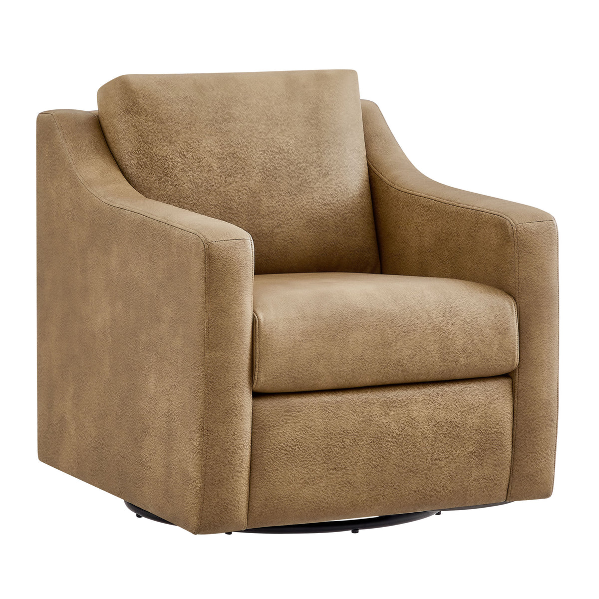 Liora Vegan Leather Swivel Armchair - Toast