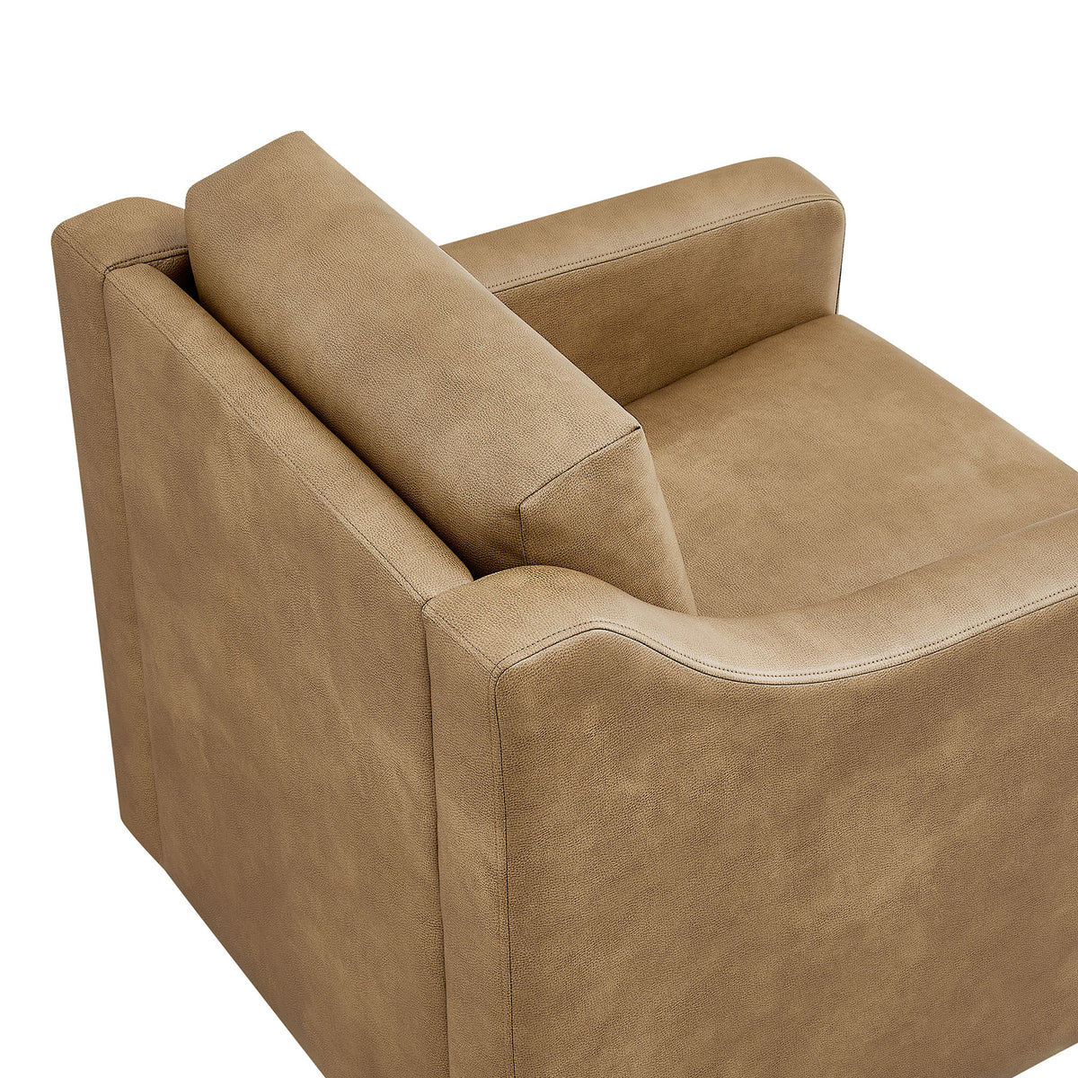 Liora Vegan Leather Swivel Armchair - Toast