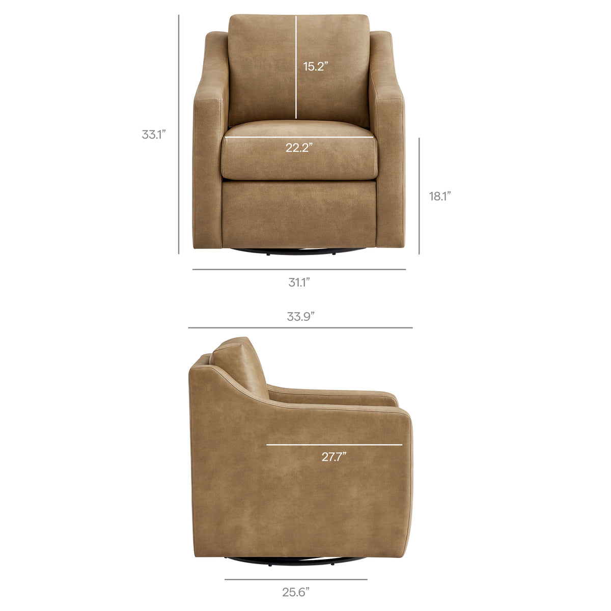Liora Vegan Leather Swivel Armchair - Toast