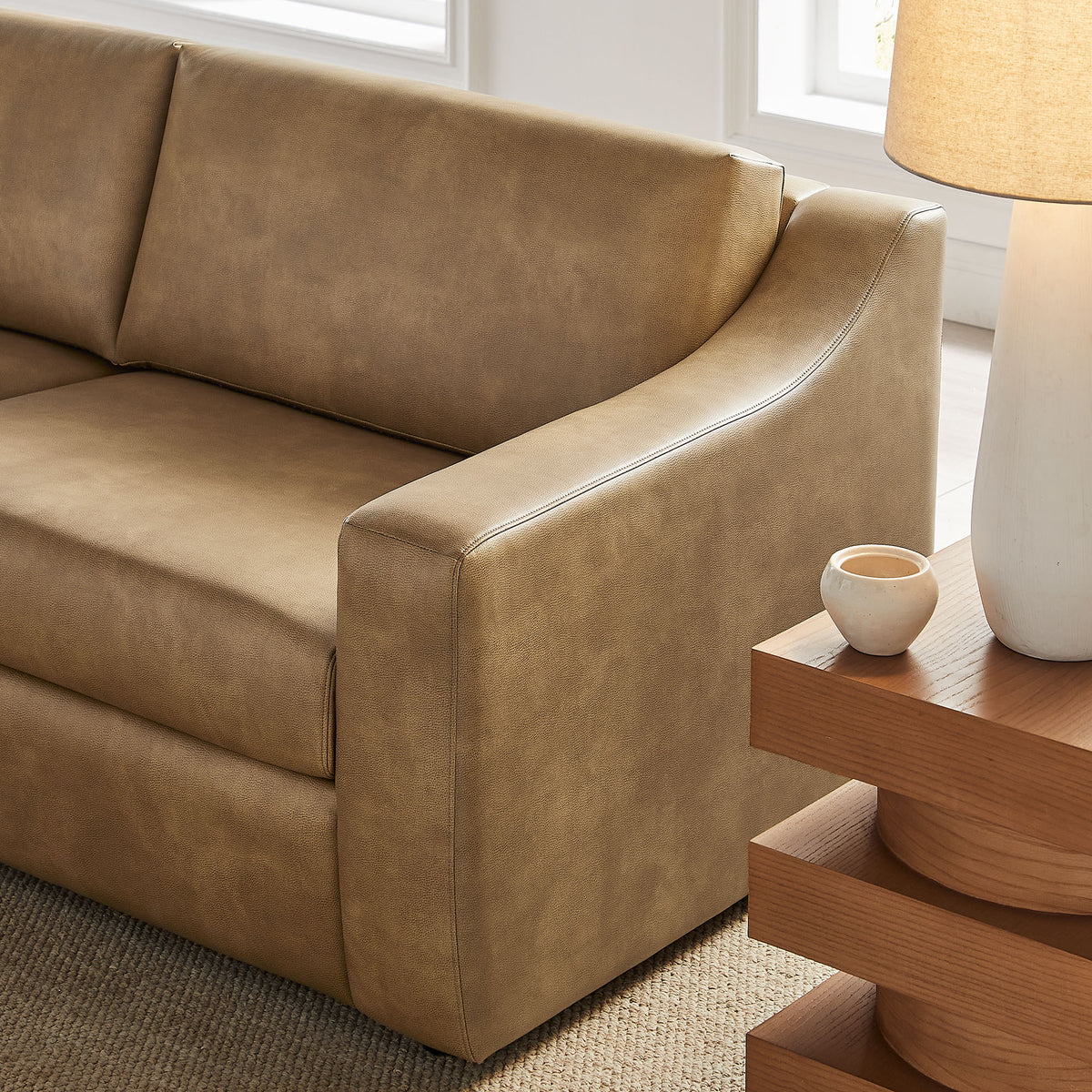 Liora 87 Inch Vegan Leather Sofa - Toast
