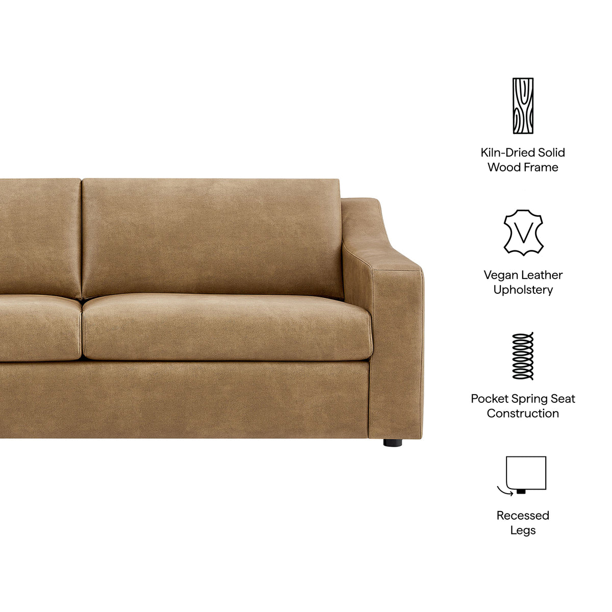 Liora 87 Inch Vegan Leather Sofa - Toast