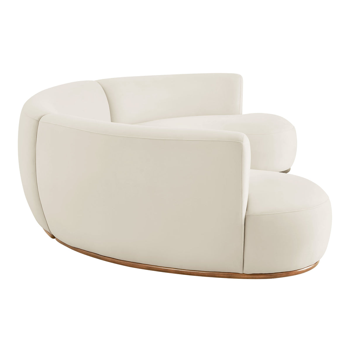 Rialta 3 Piece Curved Performance Velvet Sectional Sofa - Alabaster