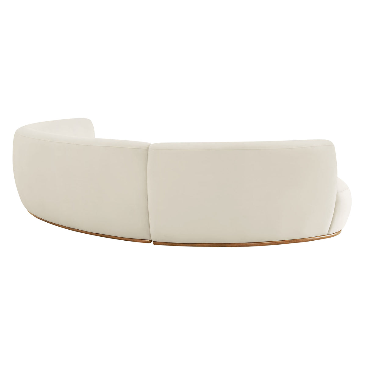 Rialta 3 Piece Curved Performance Velvet Sectional Sofa - Alabaster