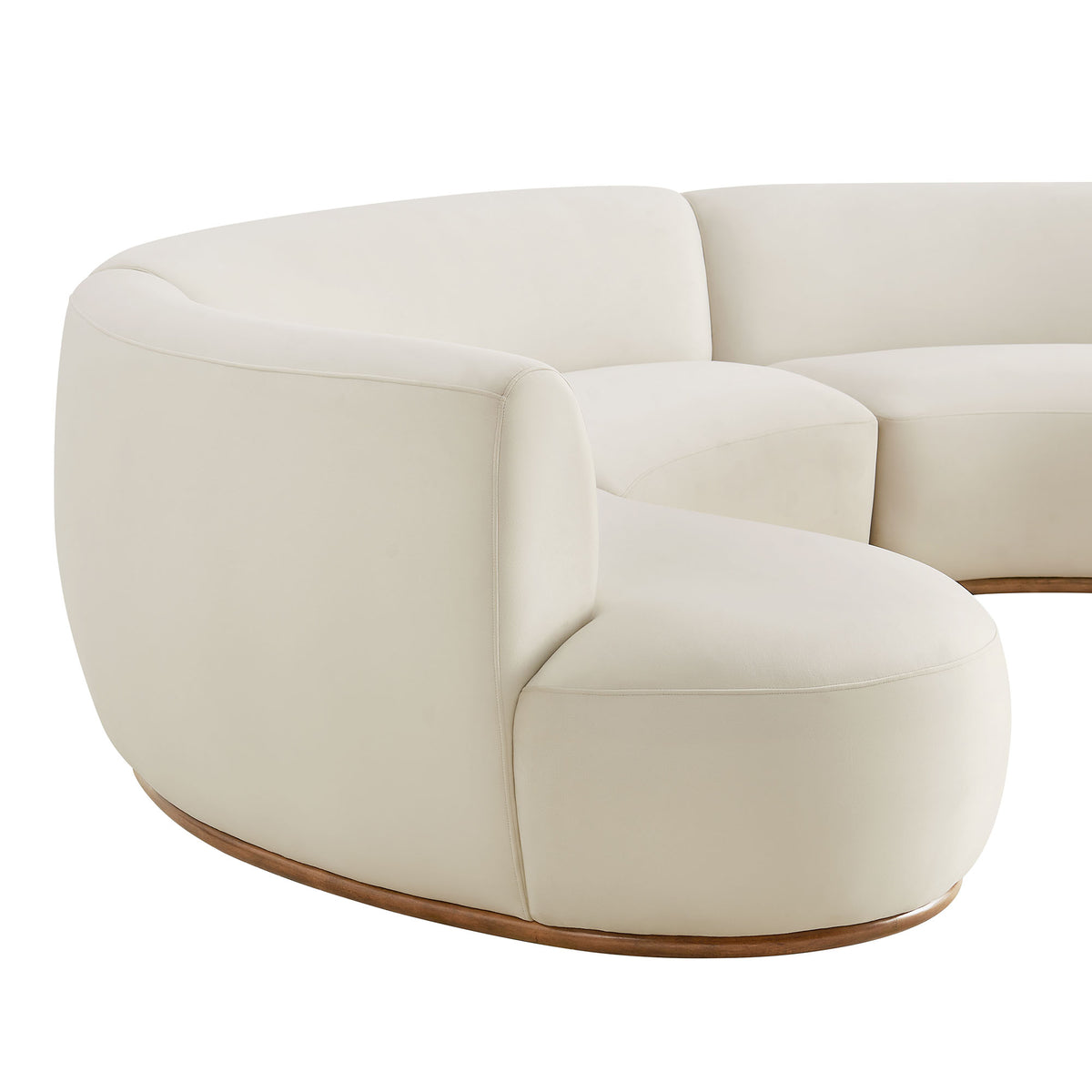 Rialta 3 Piece Curved Performance Velvet Sectional Sofa - Alabaster