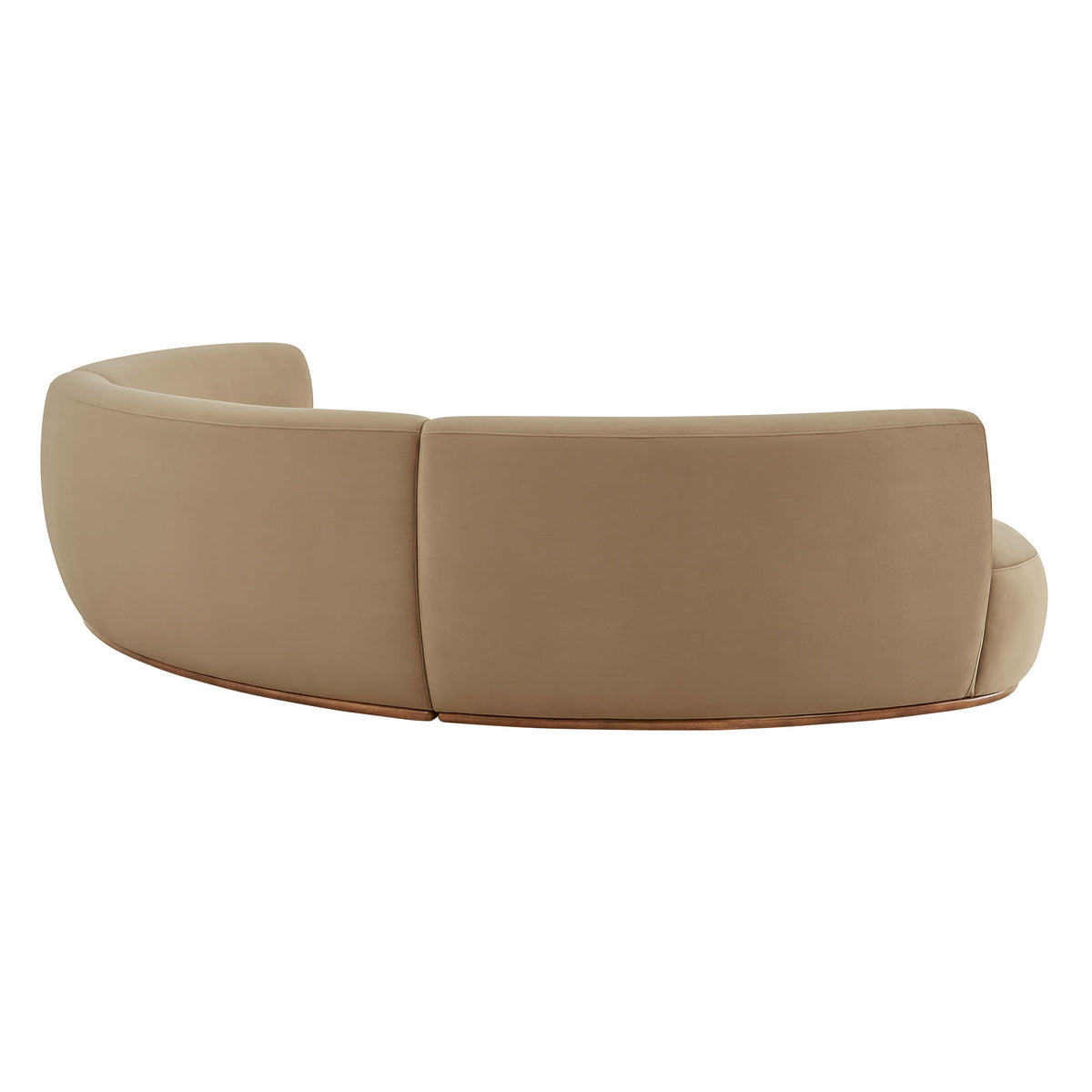 Rialta 3 Piece Curved Performance Velvet Sectional Sofa - Taupe