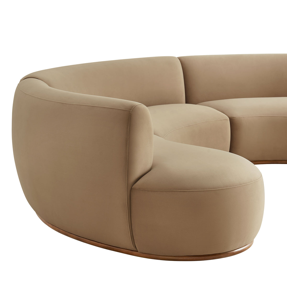 Rialta 3 Piece Curved Performance Velvet Sectional Sofa - Taupe
