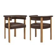 Imogen Premium Vegan Leather Barrel Dining Chairs Set of 2 - Espresso Dark Brown