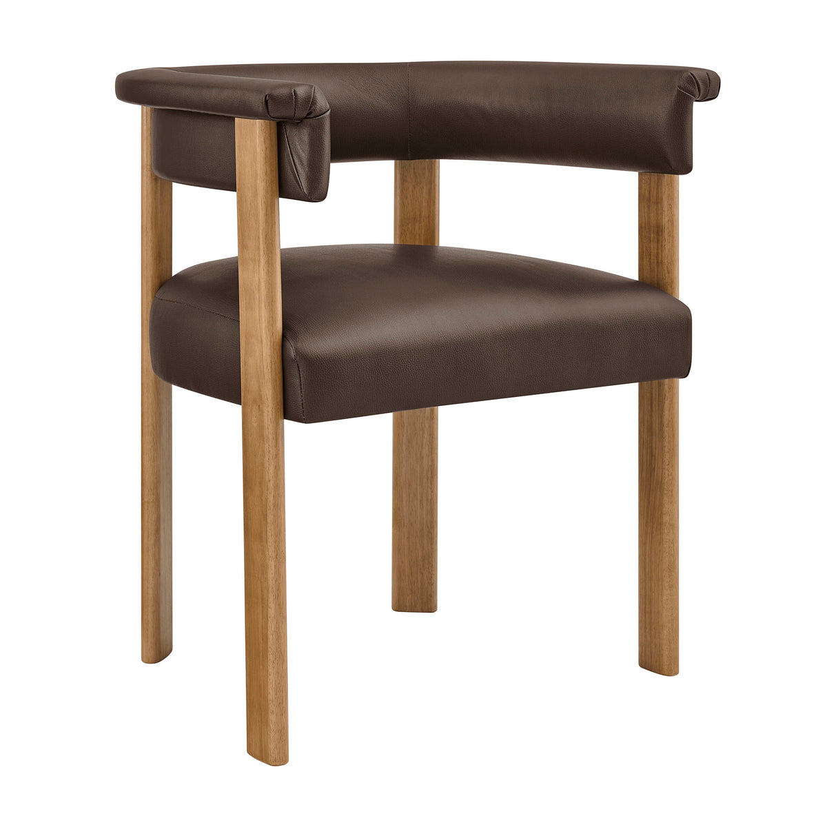 Imogen Premium Vegan Leather Barrel Dining Chairs Set of 2 - Espresso Dark Brown