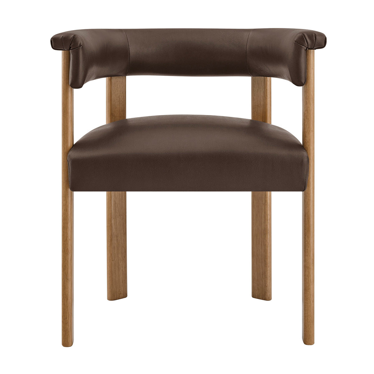 Imogen Premium Vegan Leather Barrel Dining Chairs Set of 2 - Espresso Dark Brown