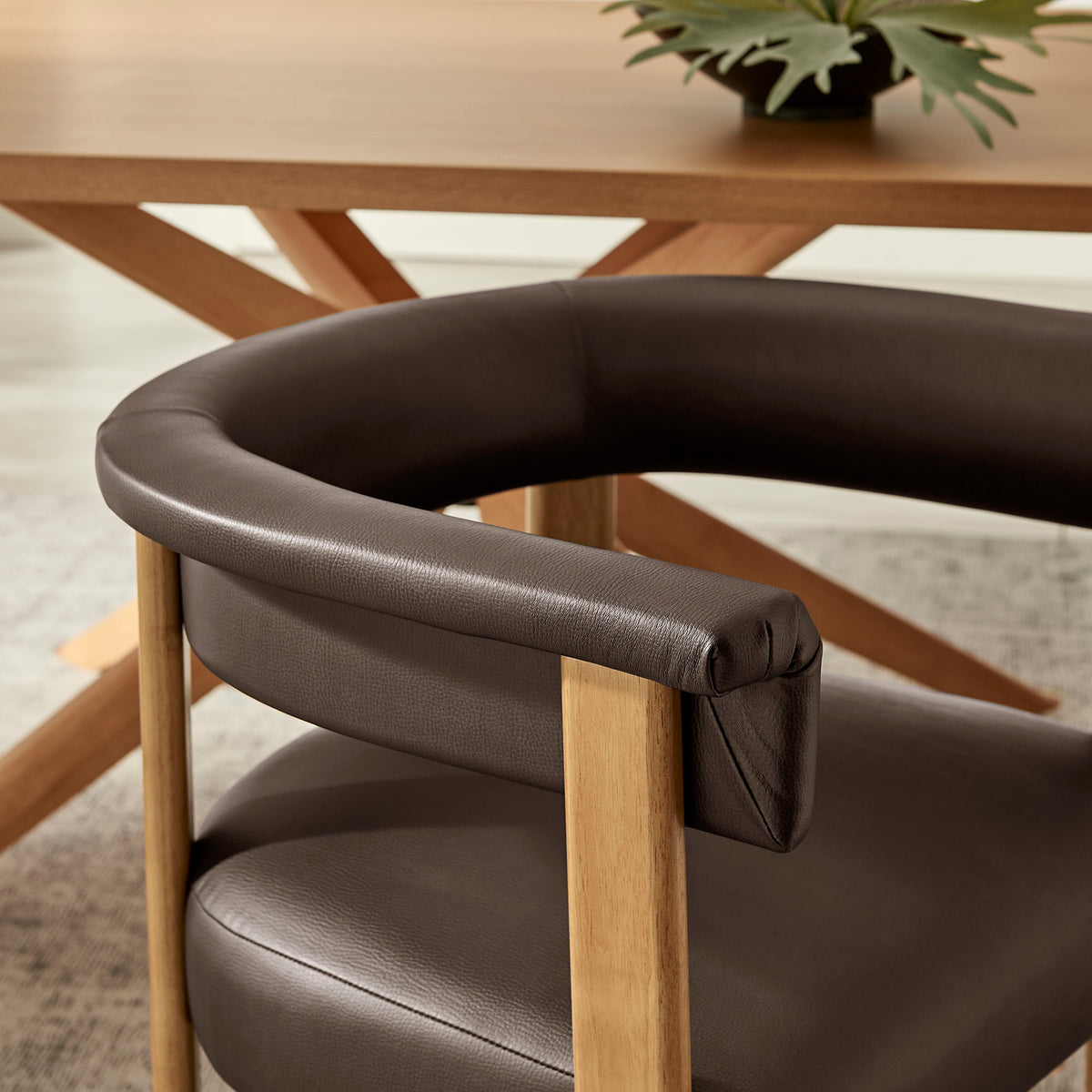 Imogen Premium Vegan Leather Barrel Dining Chairs Set of 2 - Espresso Dark Brown