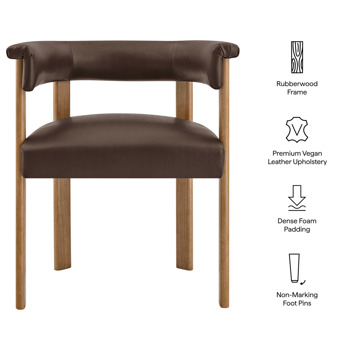 Imogen Premium Vegan Leather Barrel Dining Chairs Set of 2 - Espresso Dark Brown