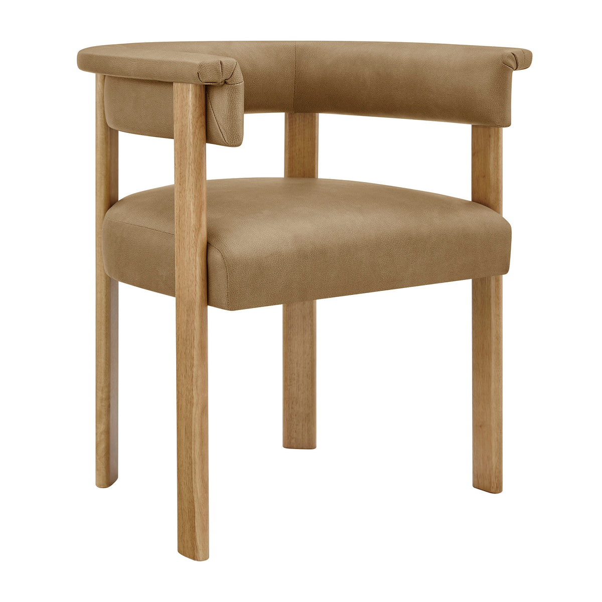 Imogen Premium Vegan Leather Barrel Dining Chairs Set of 2 - Toast Dark Brown