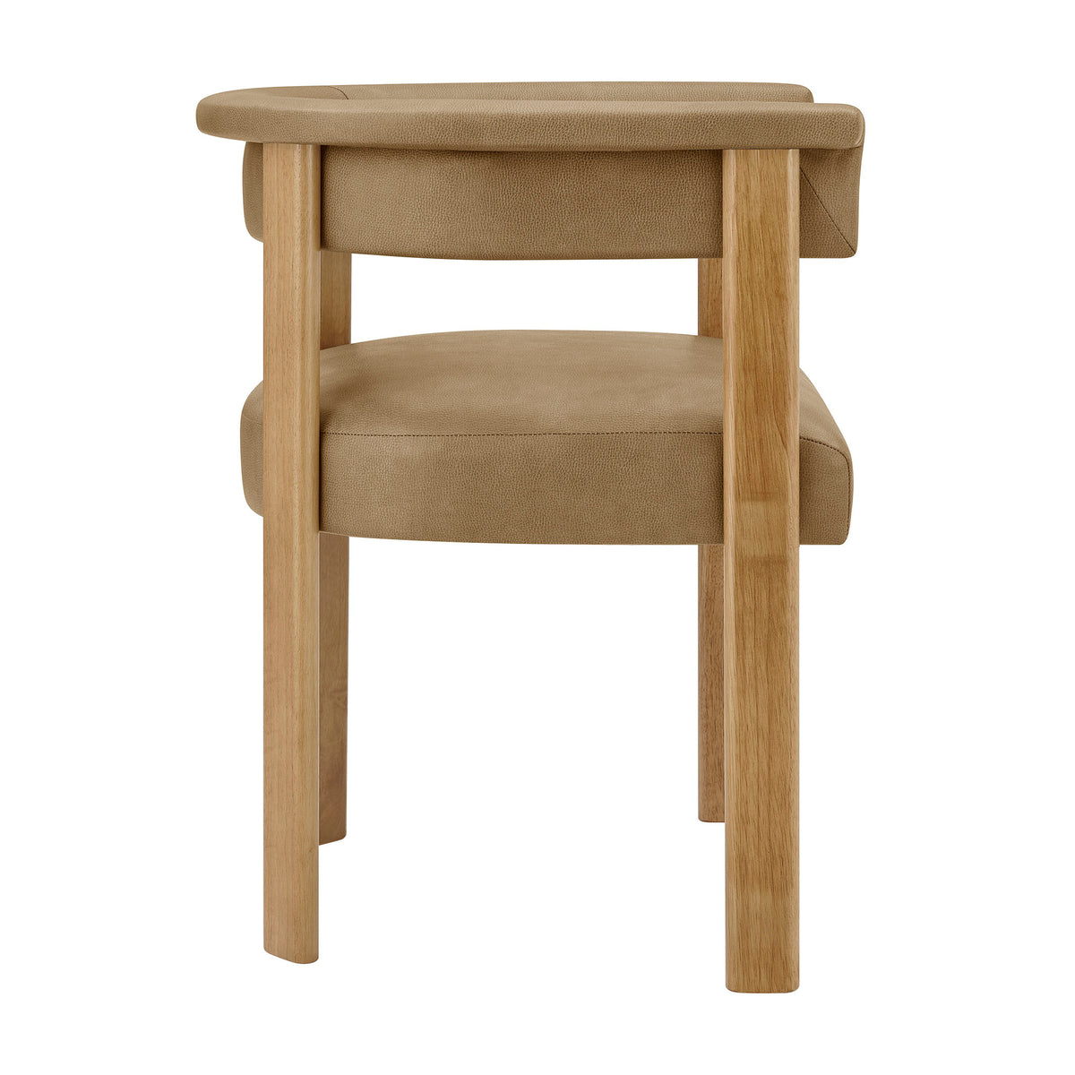 Imogen Premium Vegan Leather Barrel Dining Chairs Set of 2 - Toast Dark Brown