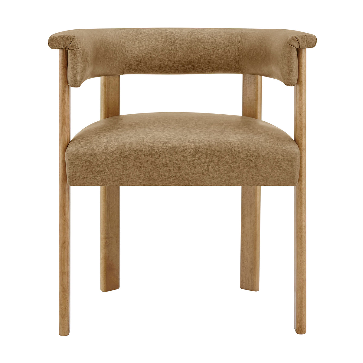 Imogen Premium Vegan Leather Barrel Dining Chairs Set of 2 - Toast Dark Brown