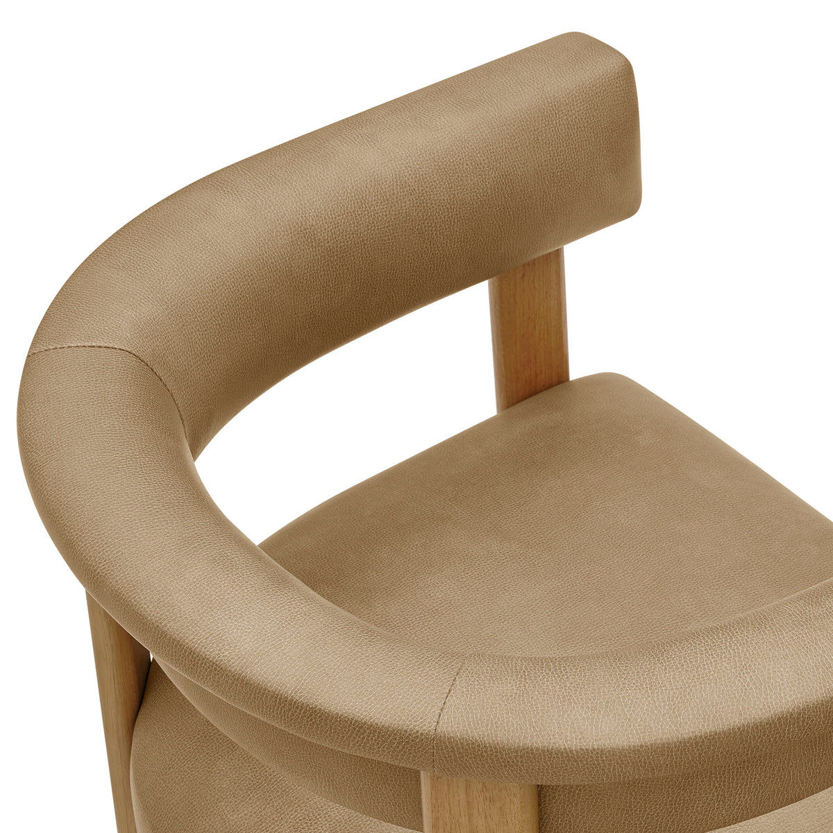 Imogen Premium Vegan Leather Barrel Dining Chairs Set of 2 - Toast Dark Brown