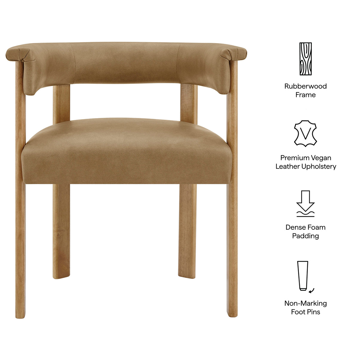 Imogen Premium Vegan Leather Barrel Dining Chairs Set of 2 - Toast Dark Brown