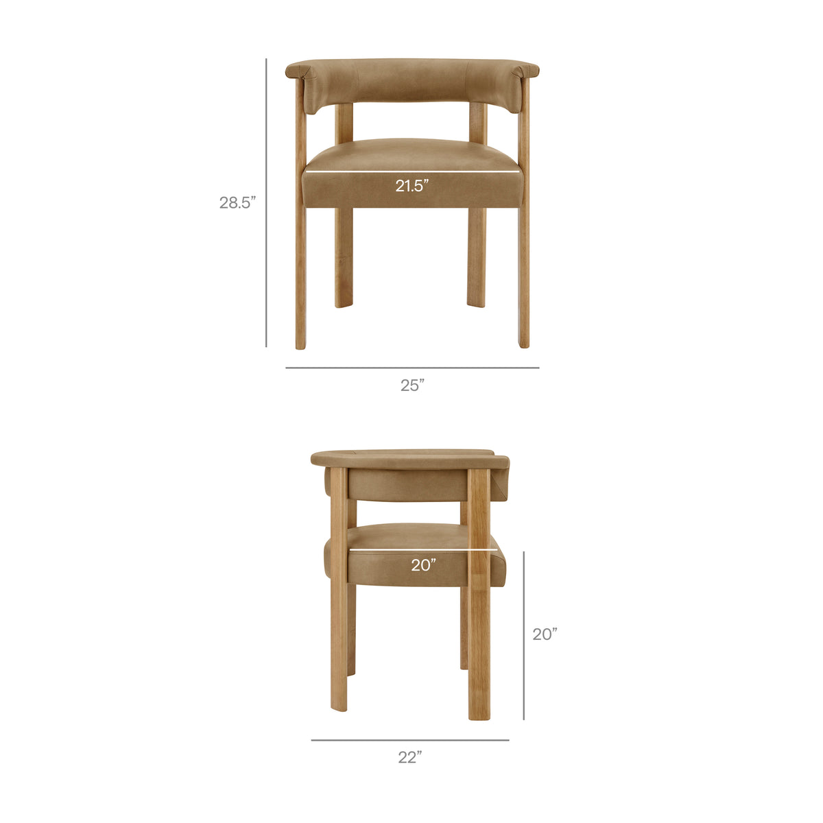 Imogen Premium Vegan Leather Barrel Dining Chairs Set of 2 - Toast Dark Brown