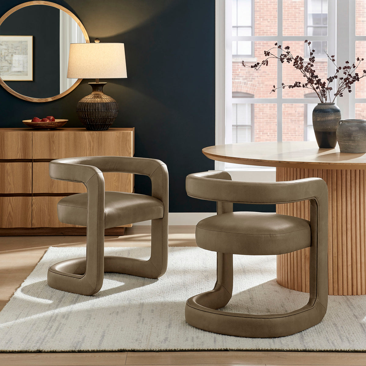 Winslow Premium Vegan Leather Dining Chair - Mushroom