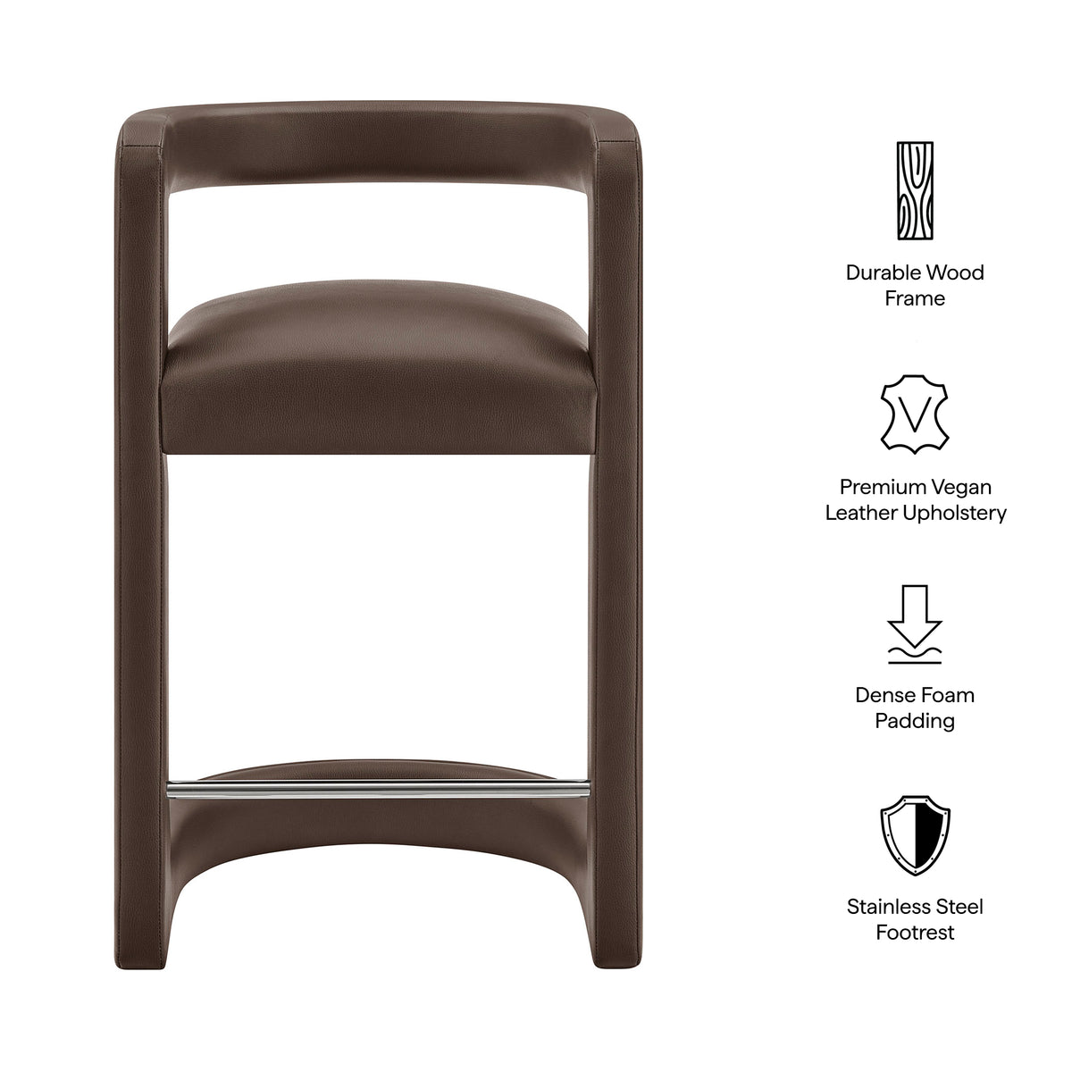 Winslow Premium Vegan Leather Counter Stool - Espresso