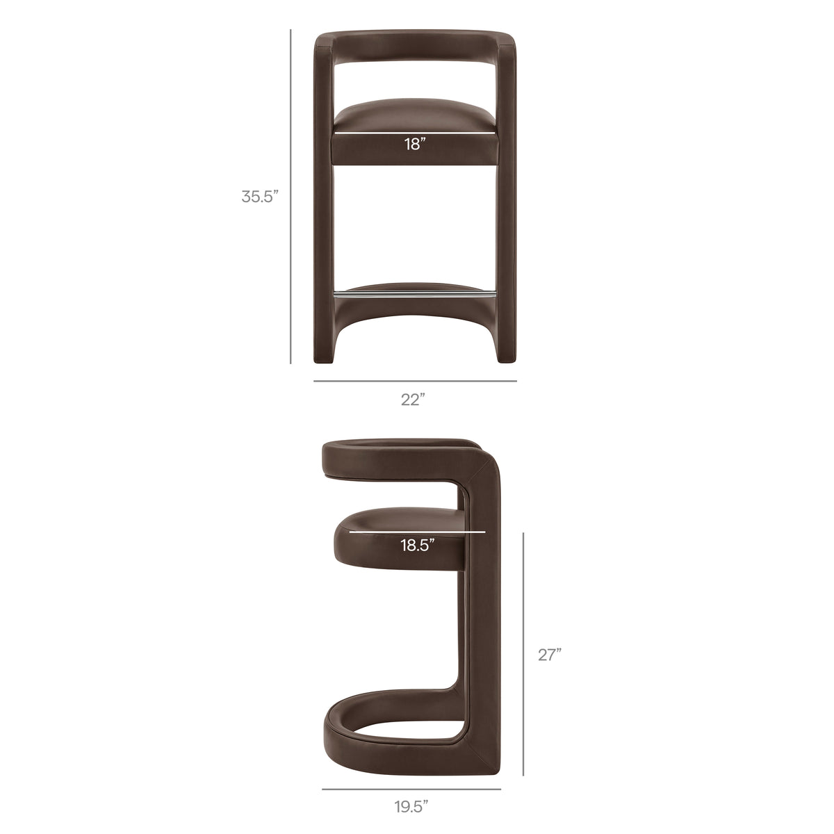 Winslow Premium Vegan Leather Counter Stool - Espresso